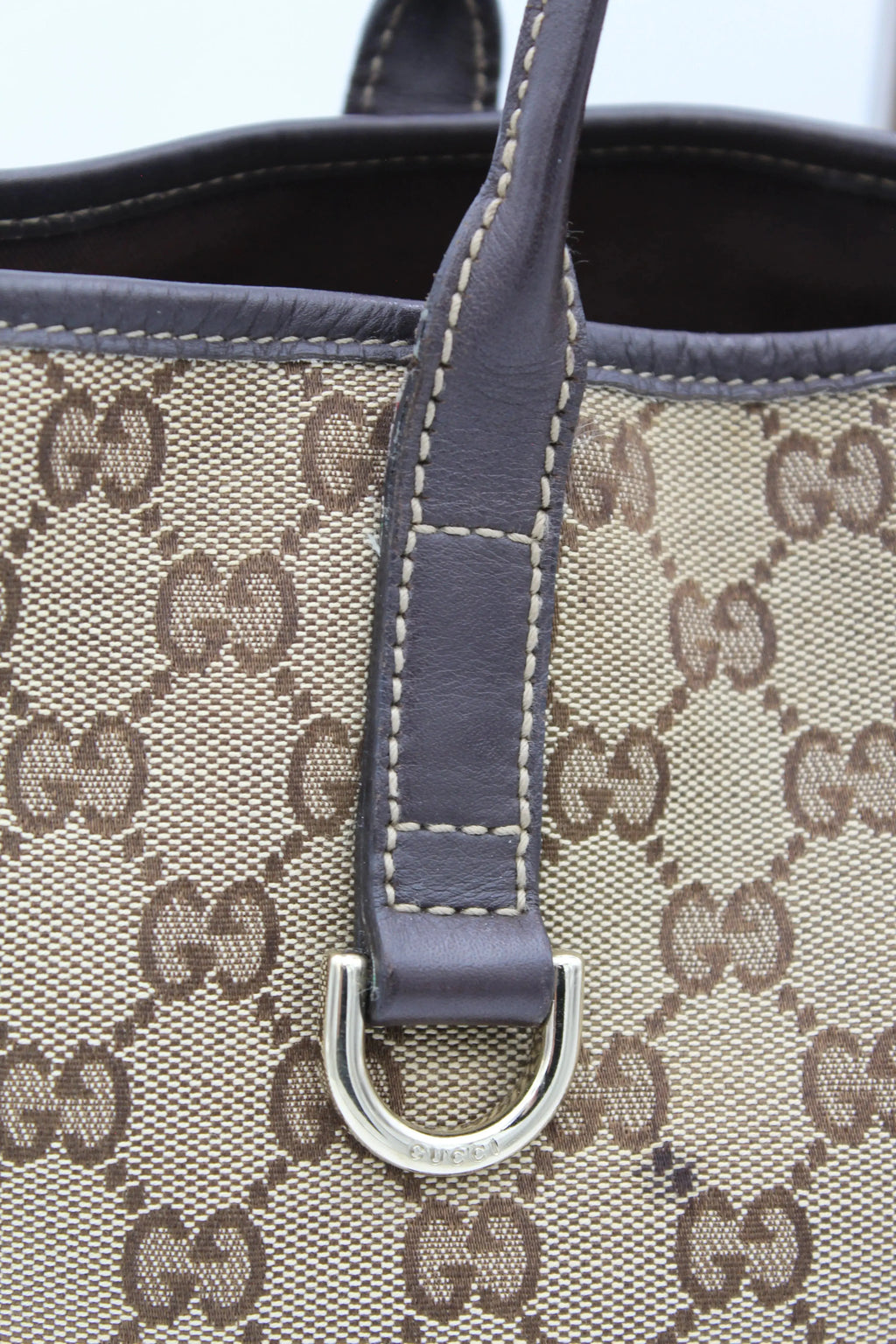 Preloved | Gucci GG Monogram Totebag i Brun med Guld Hardware Gucci