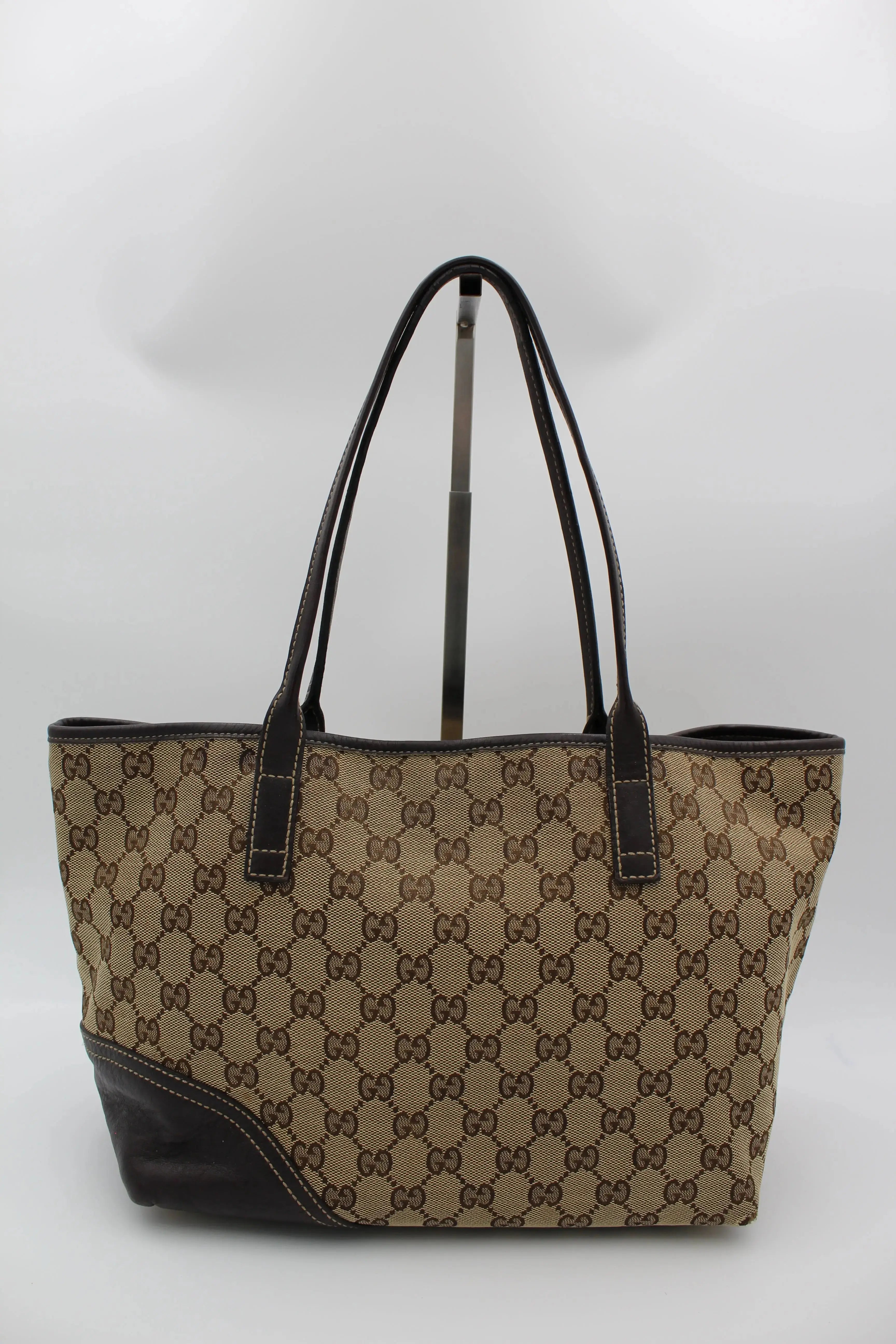 Preloved | Gucci GG Monogram Totebag i Brun med Guld Hardware Gucci