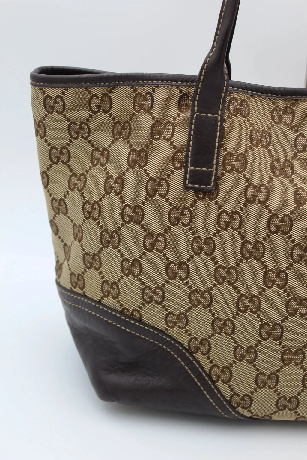 Preloved | Gucci GG Monogram Totebag i Brun med Guld Hardware Gucci