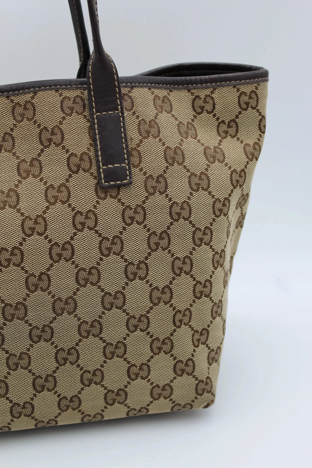 Preloved | Gucci GG Monogram Totebag i Brun med Guld Hardware Gucci