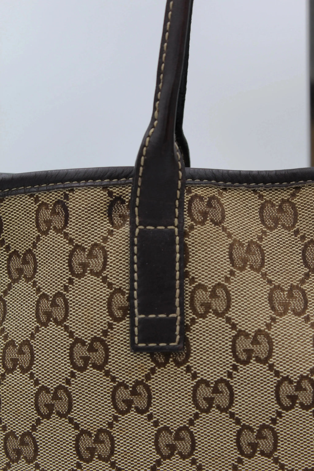 Preloved | Gucci GG Monogram Totebag i Brun med Guld Hardware Gucci