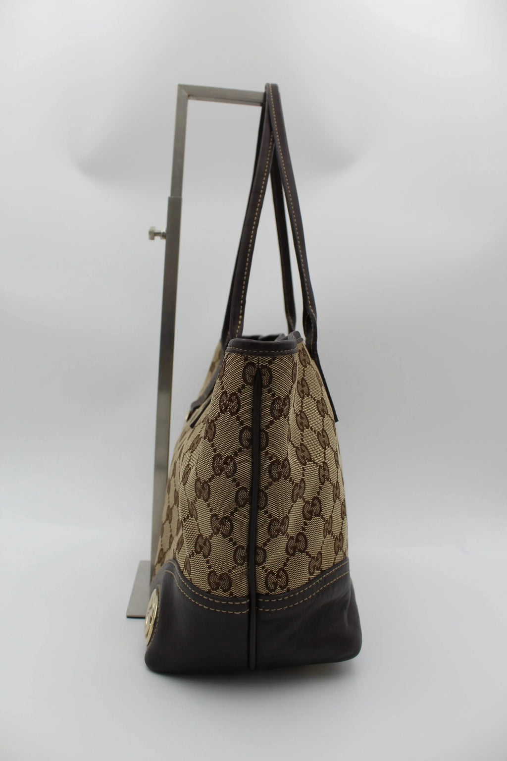 Preloved | Gucci GG Monogram Totebag i Brun med Guld Hardware Gucci