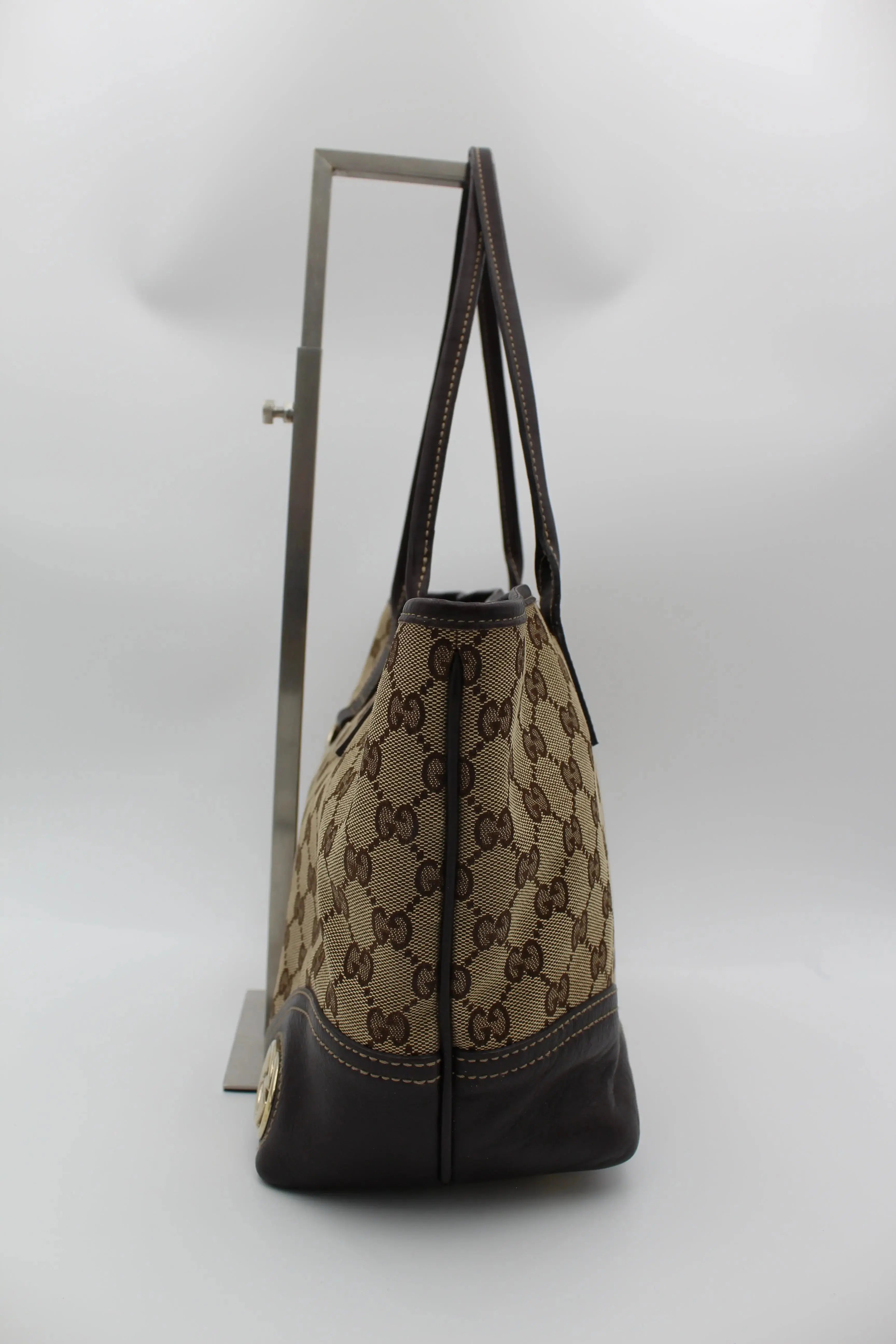 Preloved | Gucci GG Monogram Totebag i Brun med Guld Hardware Gucci