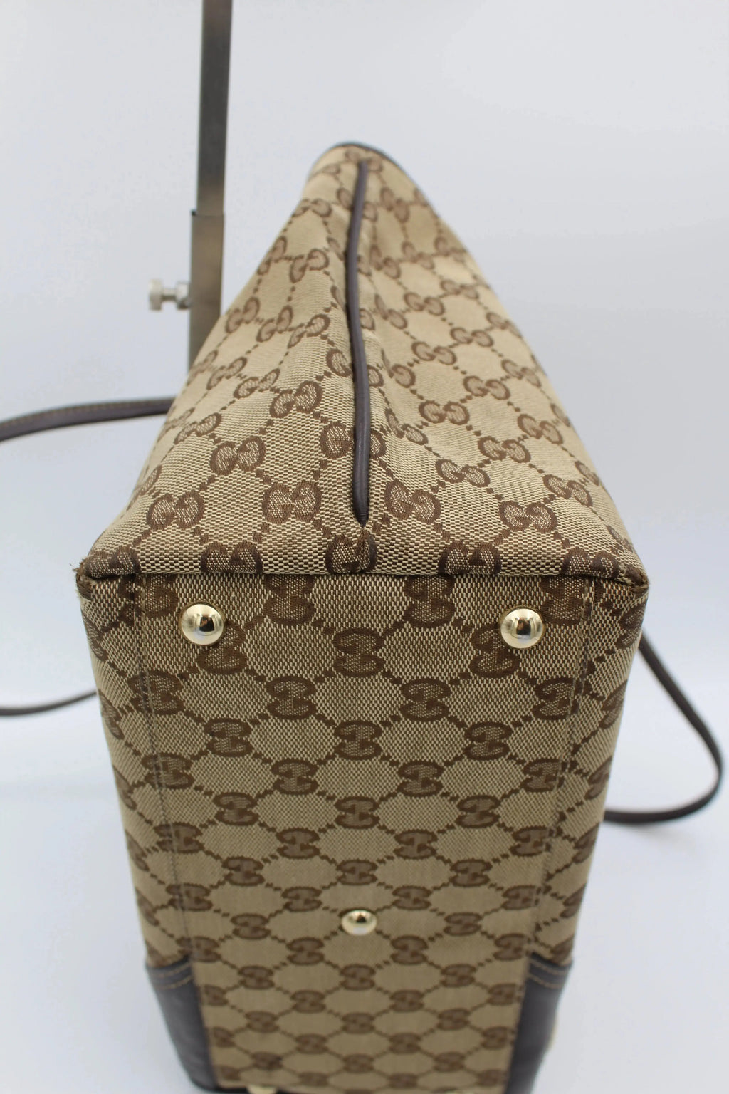 Preloved | Gucci GG Monogram Totebag i Brun med Guld Hardware Gucci