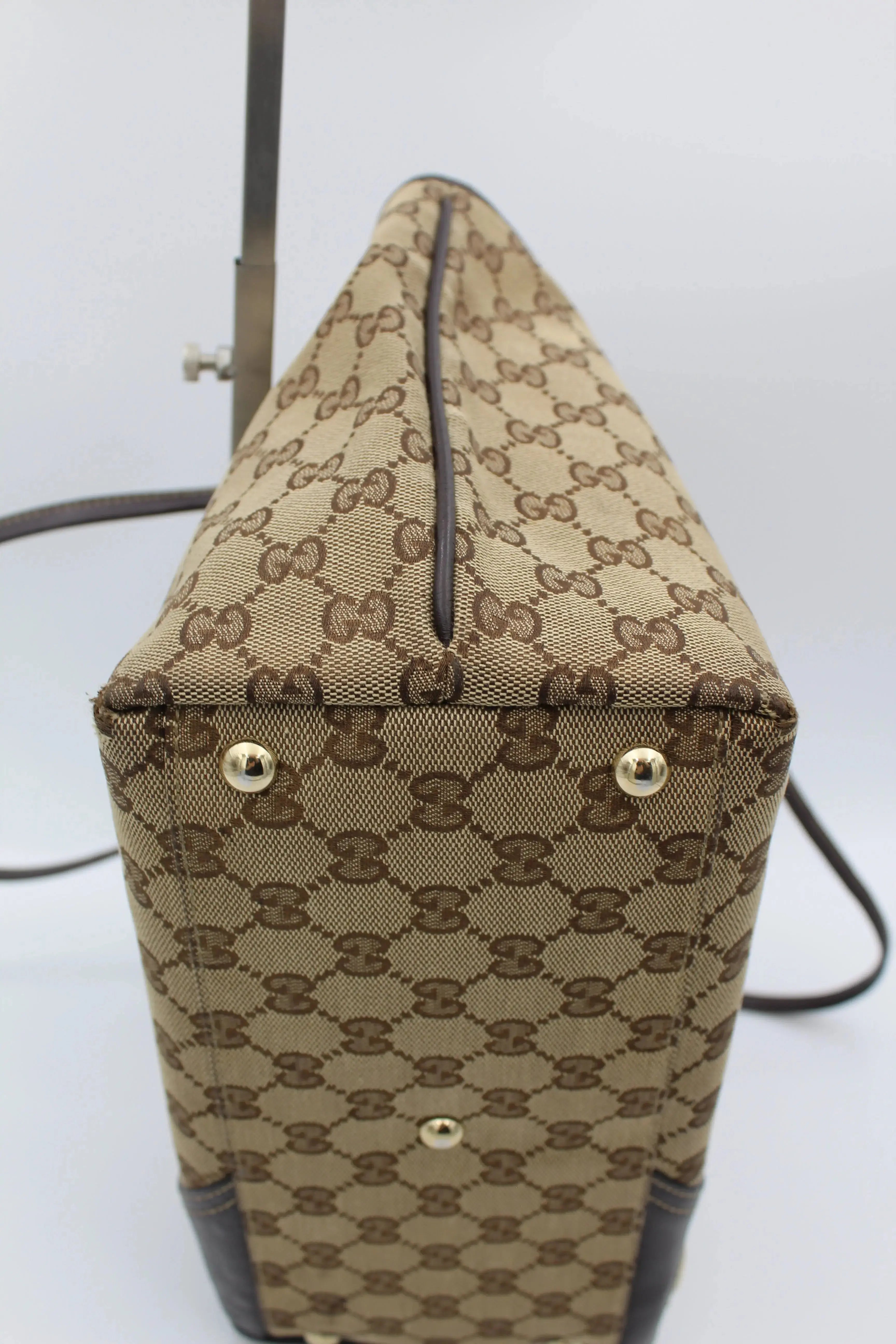 Preloved | Gucci GG Monogram Totebag i Brun med Guld Hardware Gucci