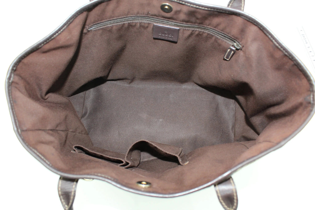 Preloved | Gucci GG Monogram Totebag i Brun med Guld Hardware Gucci