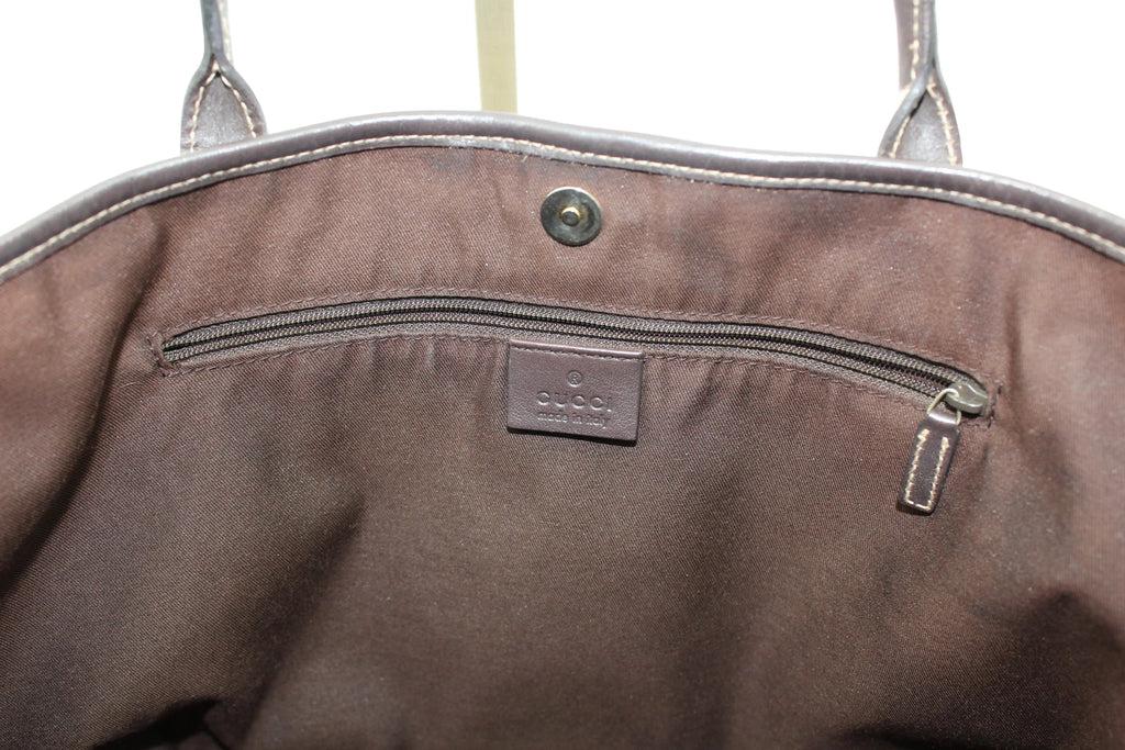 Preloved | Gucci GG Monogram Totebag i Brun med Guld Hardware Gucci