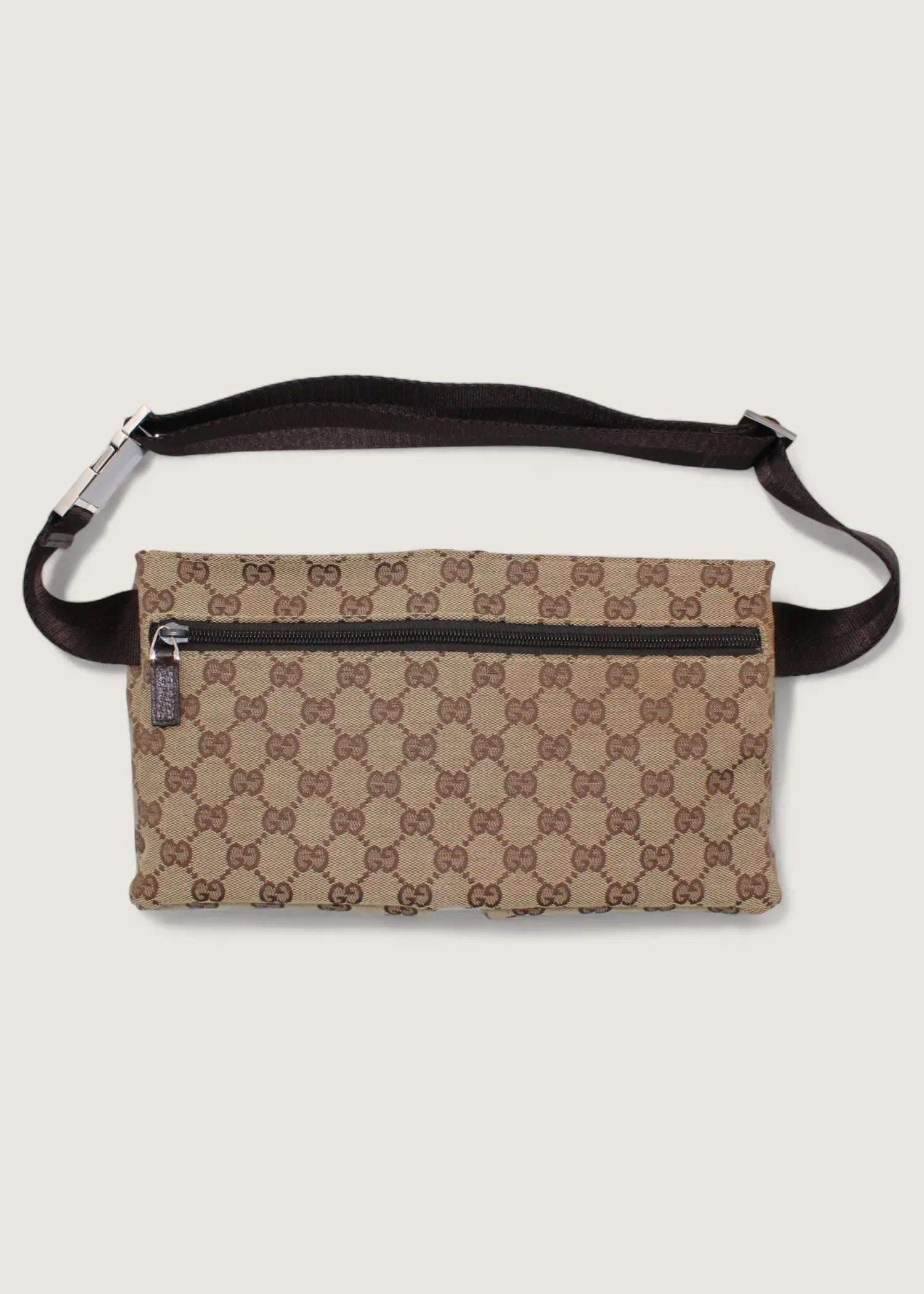 Preloved | Gucci Monogram Bæltetaske i GG Canvas med Brun Læder Gucci