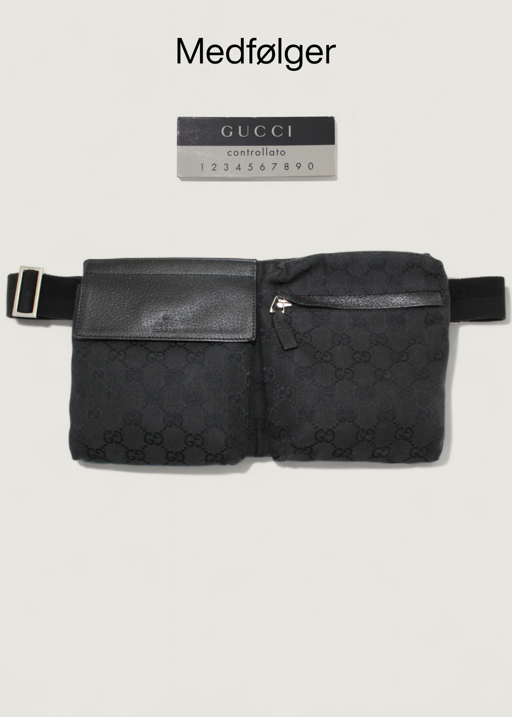 Preloved | Gucci Monogram Bæltetaske i GG Canvas med Sort Læder