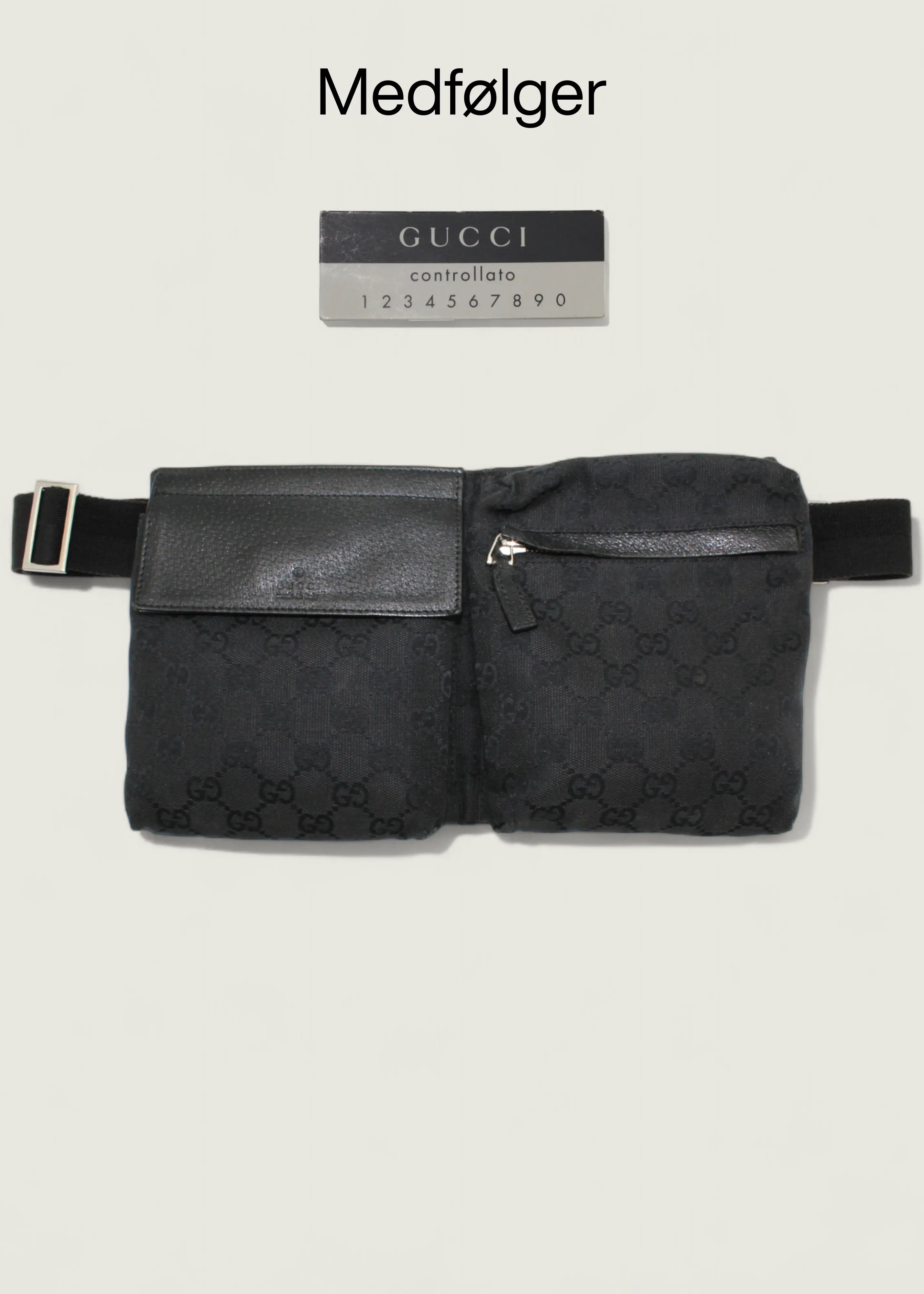 Preloved | Gucci Monogram Bæltetaske i GG Canvas med Sort Læder Gucci