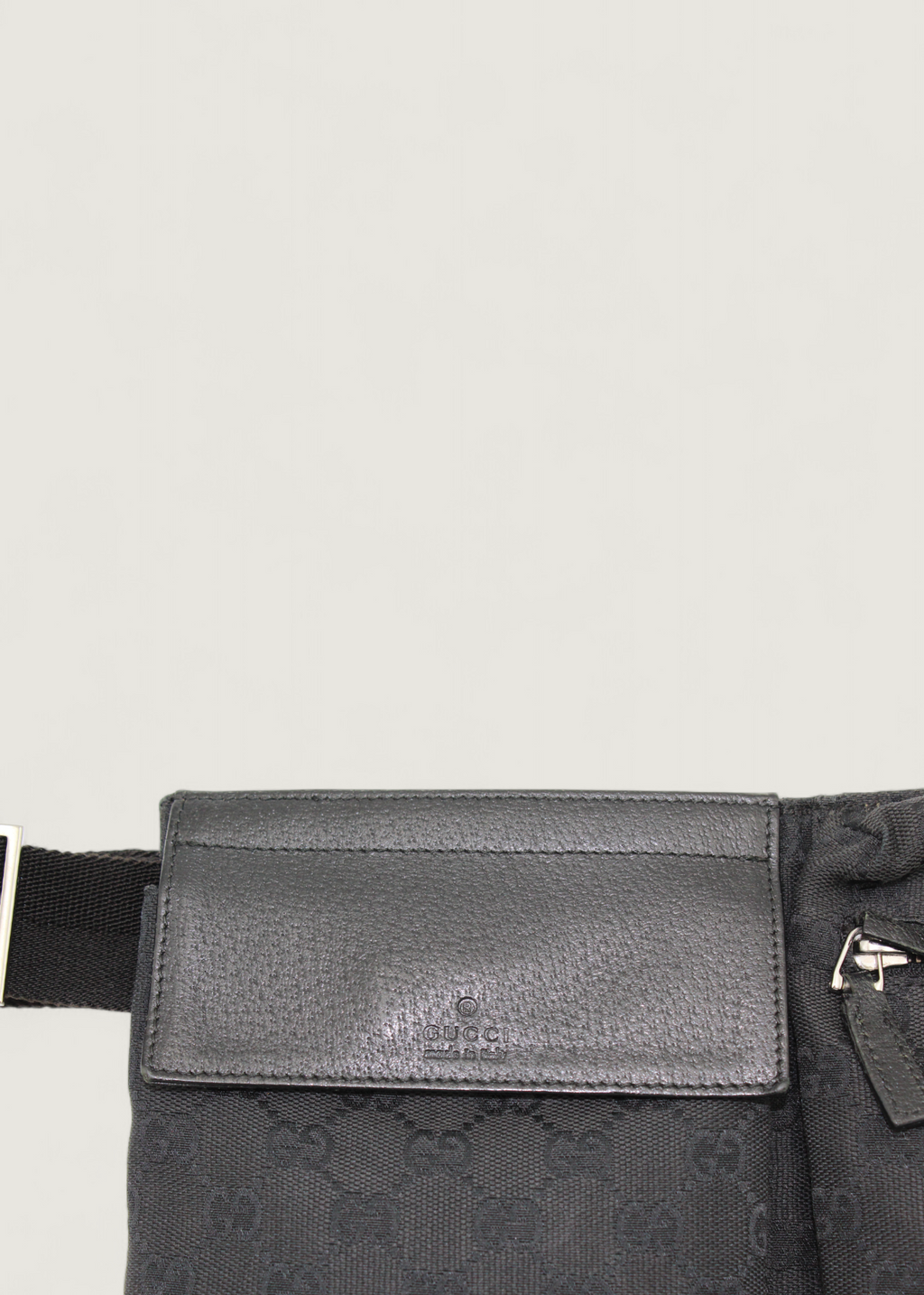Preloved | Gucci Monogram Bæltetaske i GG Canvas med Sort Læder