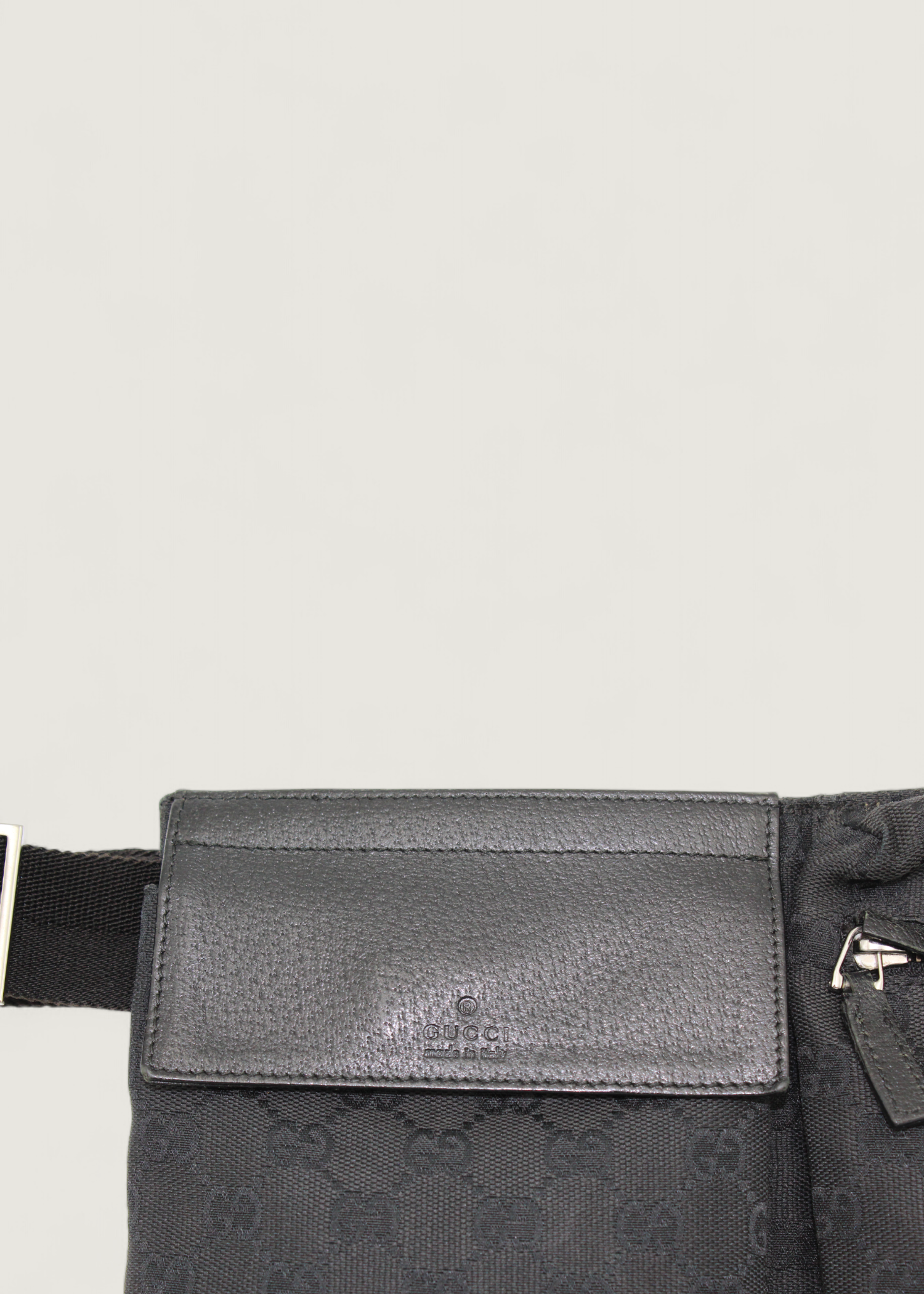 Preloved | Gucci Monogram Bæltetaske i GG Canvas med Sort Læder