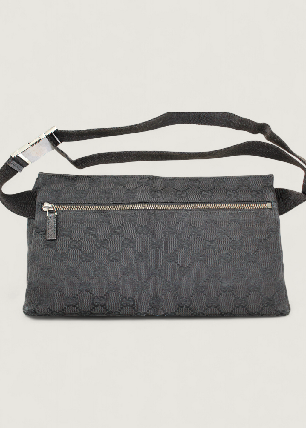 Preloved | Gucci Monogram Bæltetaske i GG Canvas med Sort Læder