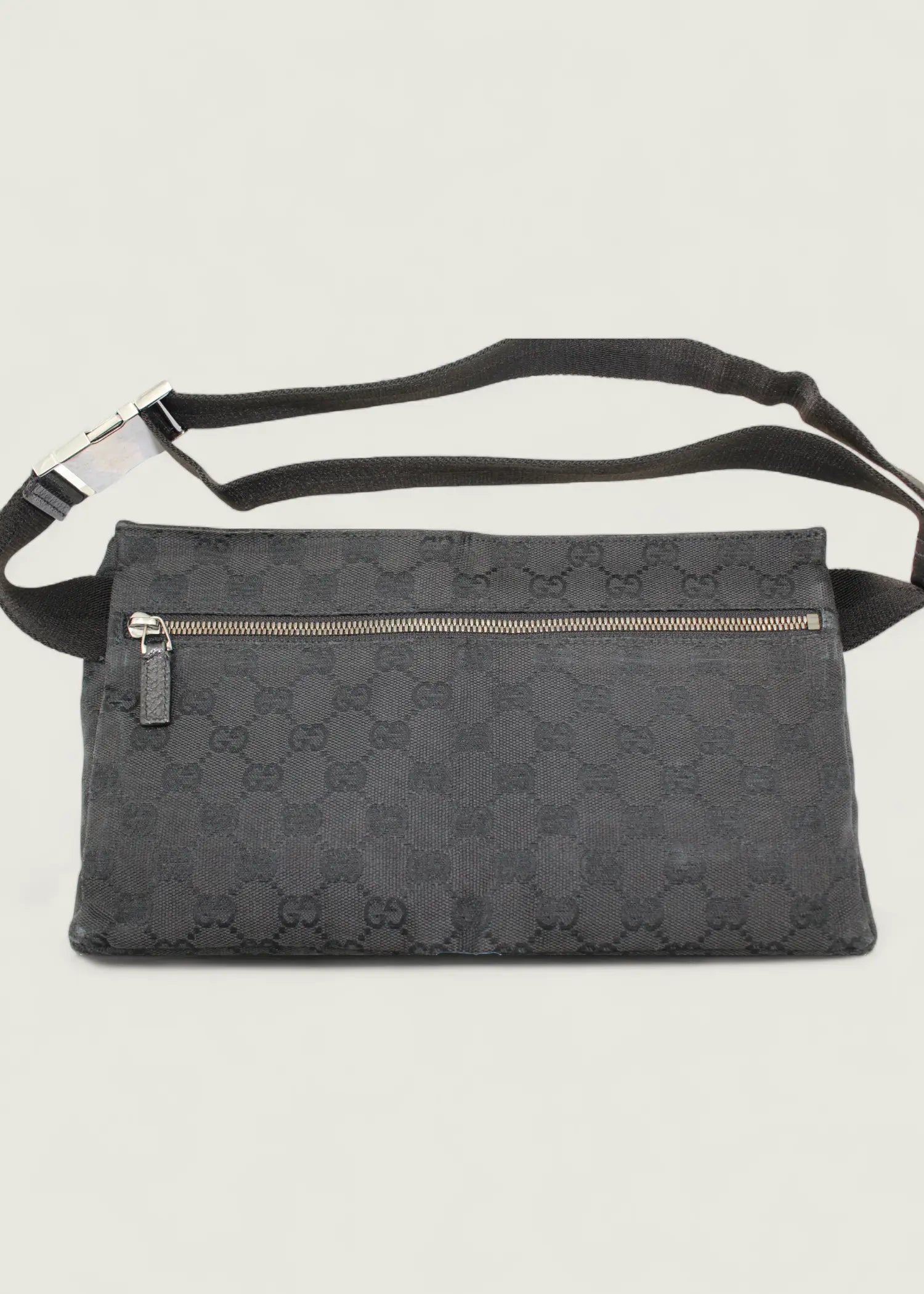 Preloved | Gucci Monogram Bæltetaske i GG Canvas med Sort Læder Gucci