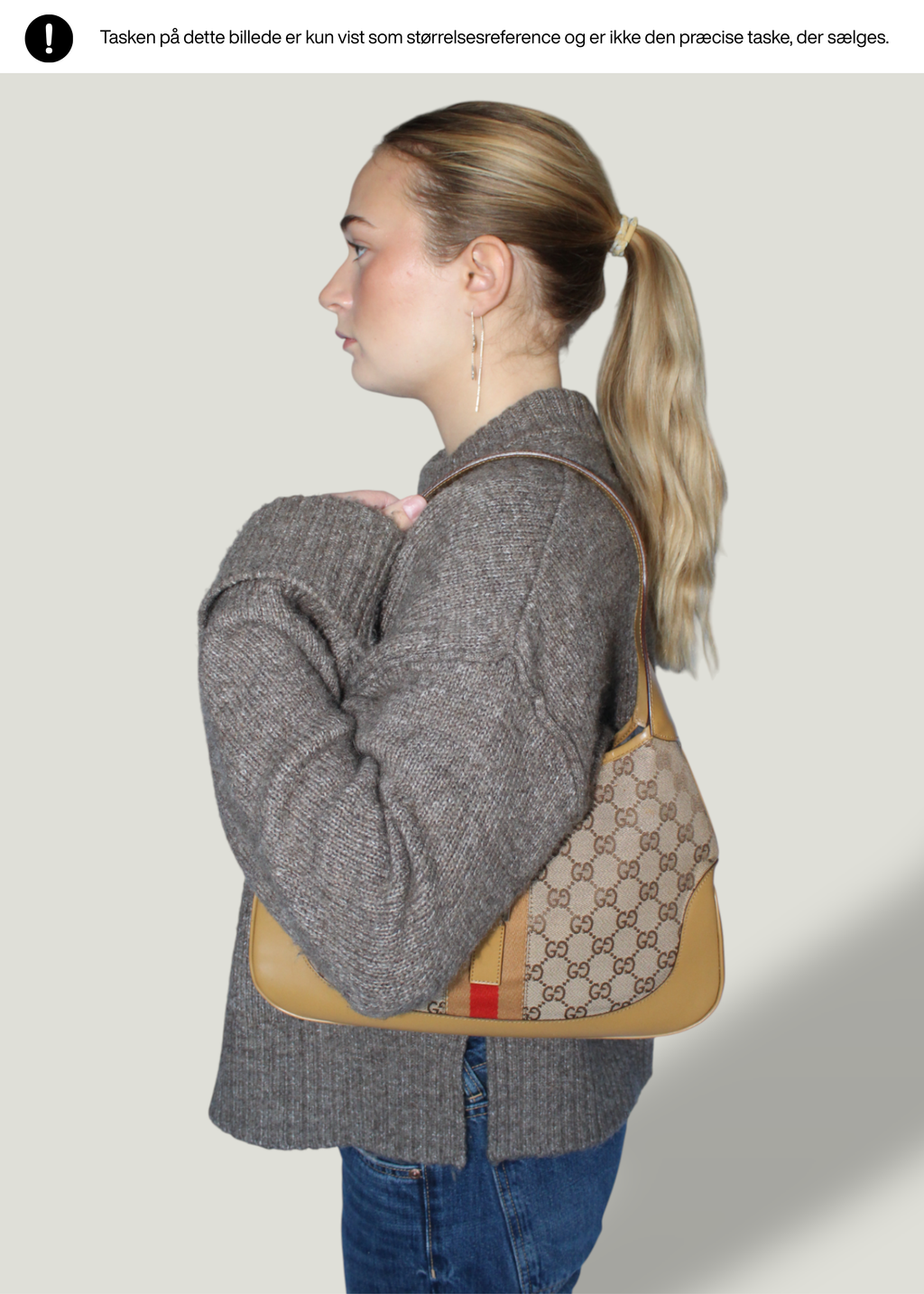 Preloved | Gucci Monogram Jackie Skuldertaske i Metallic & Sort GG Canvas