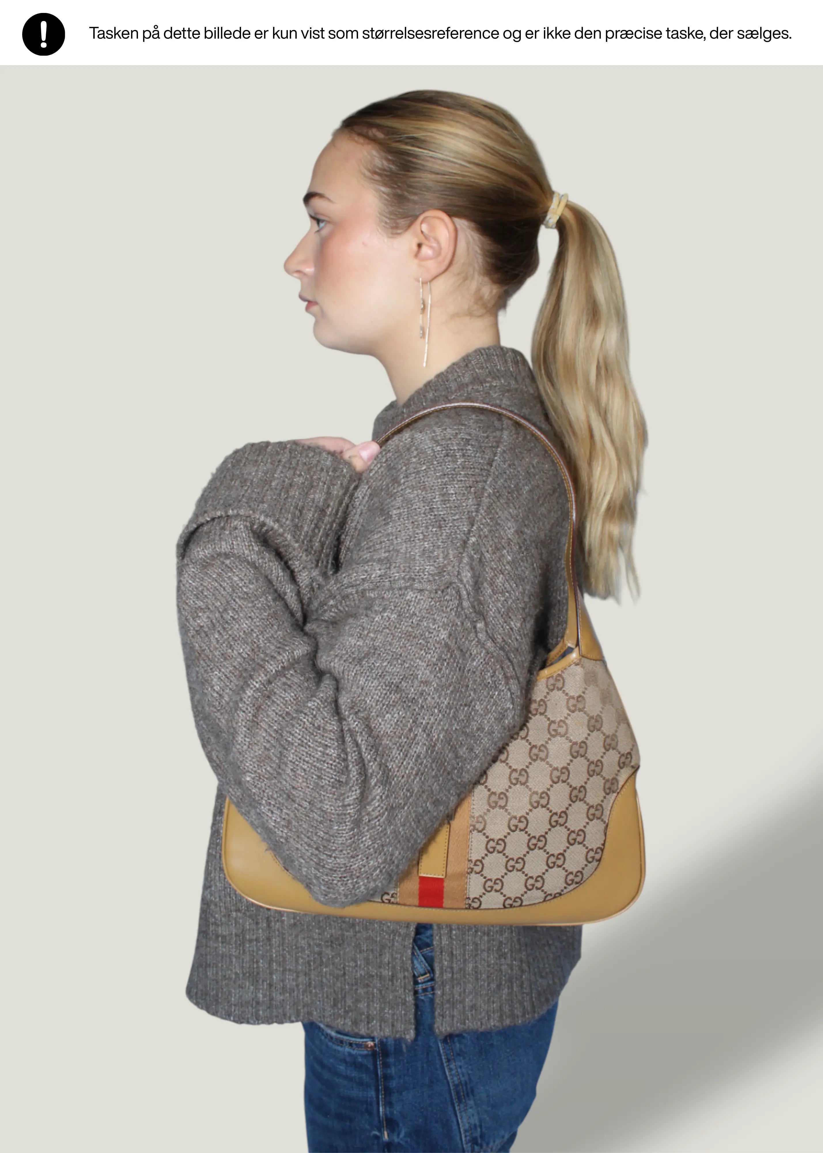 Preloved | Gucci Monogram Jackie Skuldertaske i Metallic & Sort GG Canvas Gucci