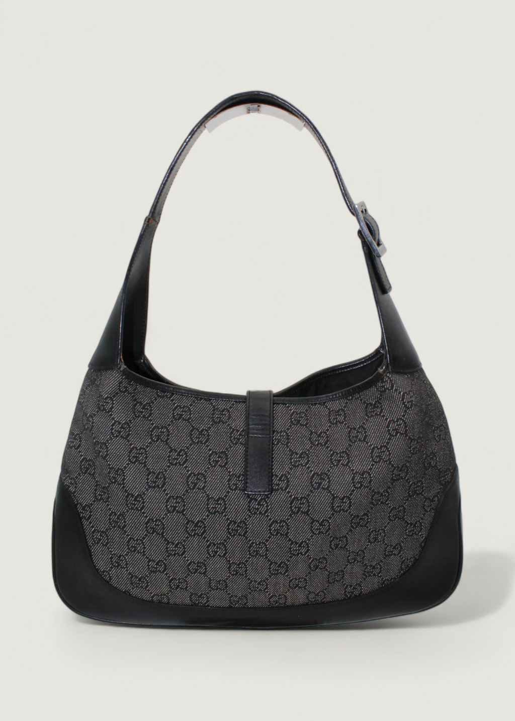 Preloved | Gucci Monogram Jackie Skuldertaske i Metallic & Sort GG Canvas