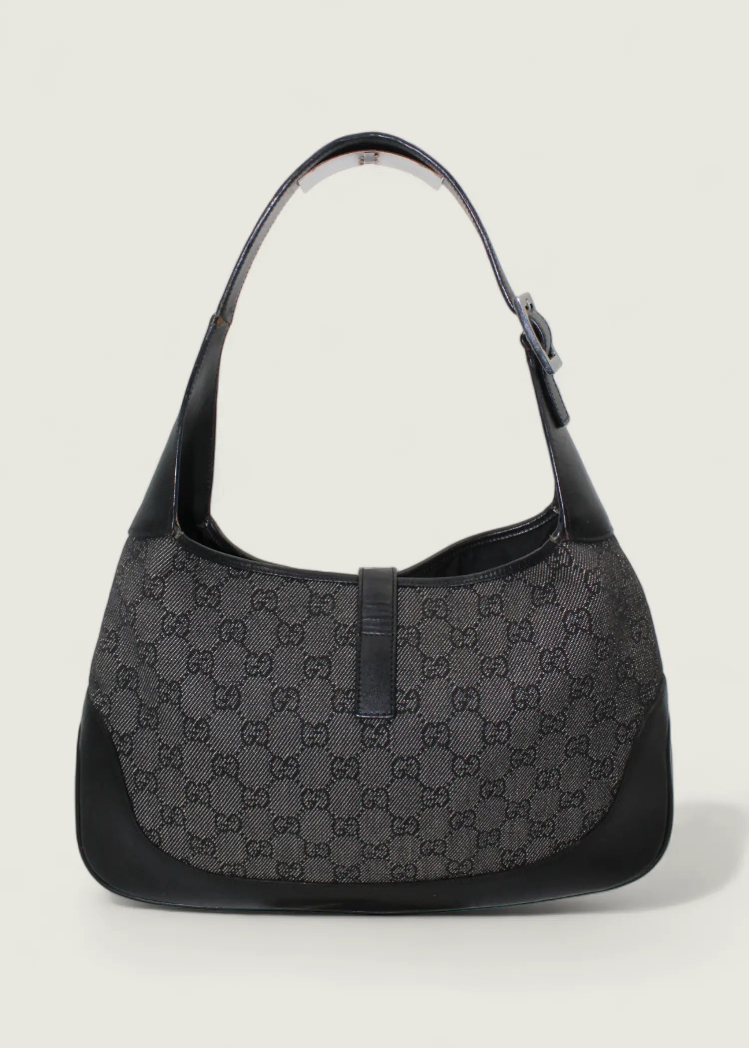 Preloved | Gucci Monogram Jackie Skuldertaske i Metallic & Sort GG Canvas Gucci