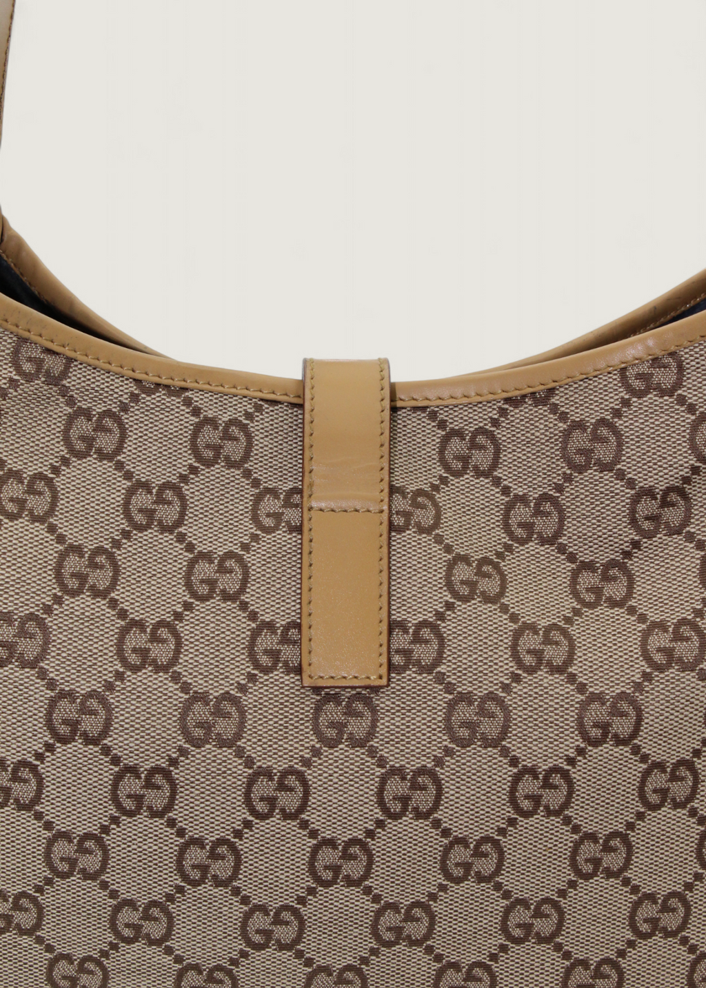 Preloved | Gucci Monogram Jackie Skuldertaske i GG Canvas med Gul Læder