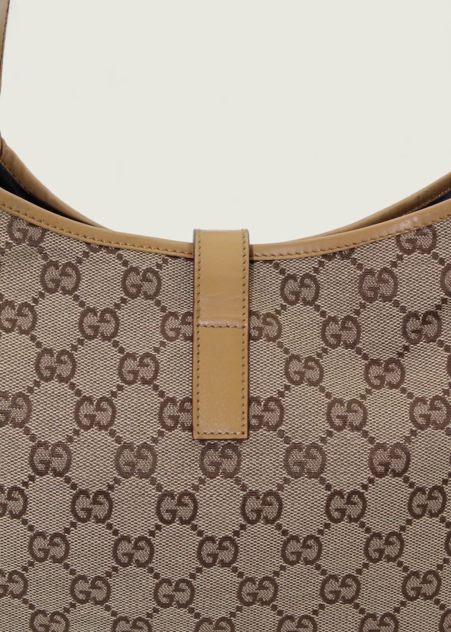Preloved | Gucci Monogram Jackie Skuldertaske i GG Canvas med Gul Læder Gucci