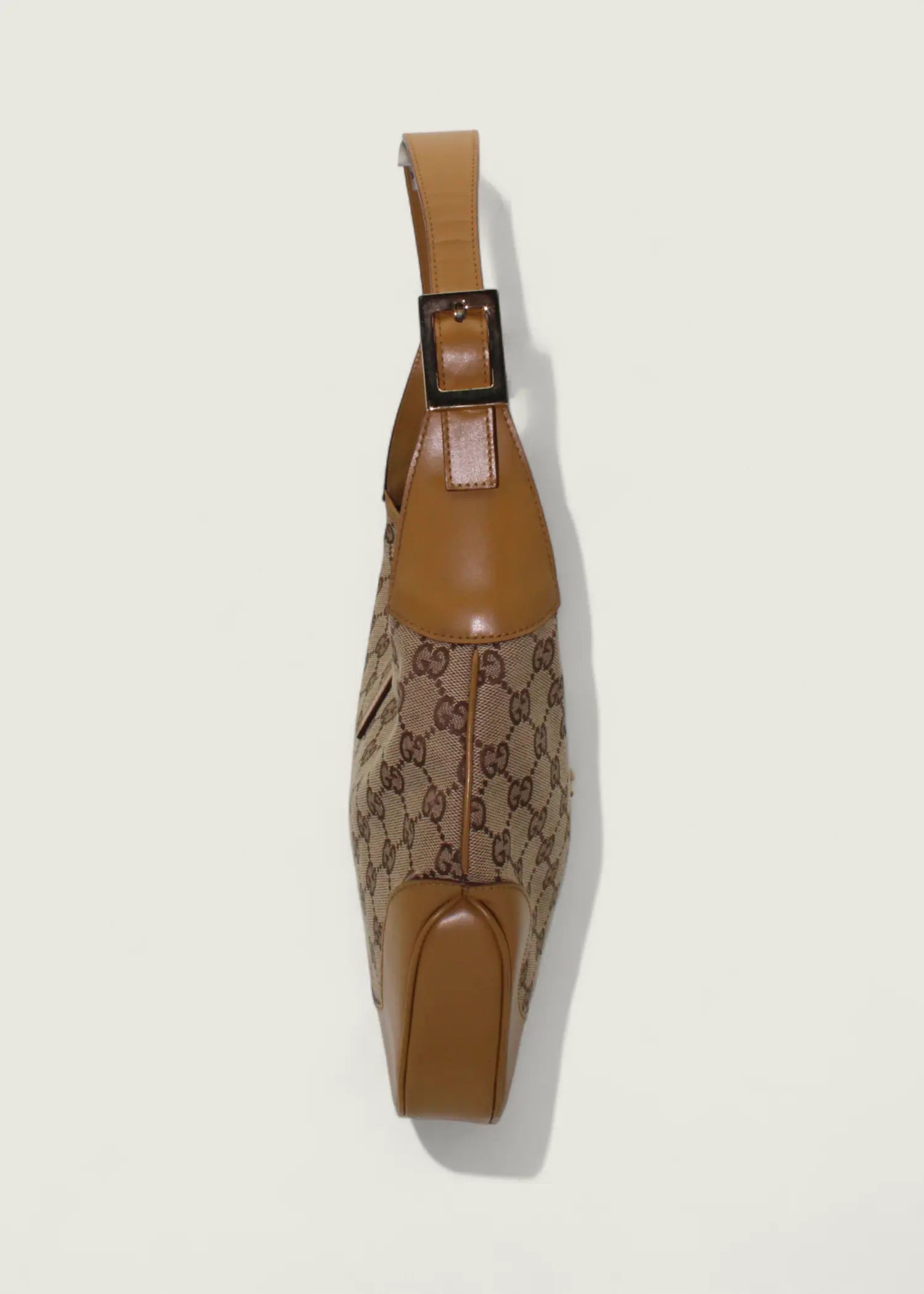 Preloved | Gucci Monogram Jackie Skuldertaske i GG Canvas med Gul Læder Gucci