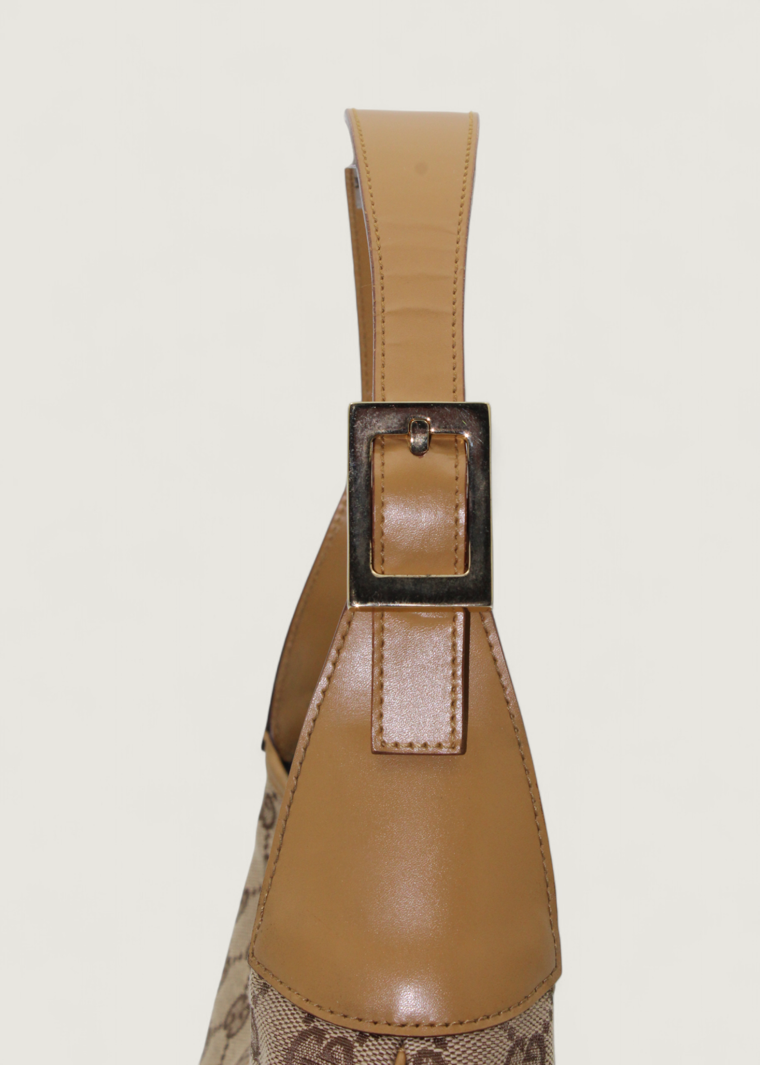 Preloved | Gucci Monogram Jackie Skuldertaske i GG Canvas med Gul Læder