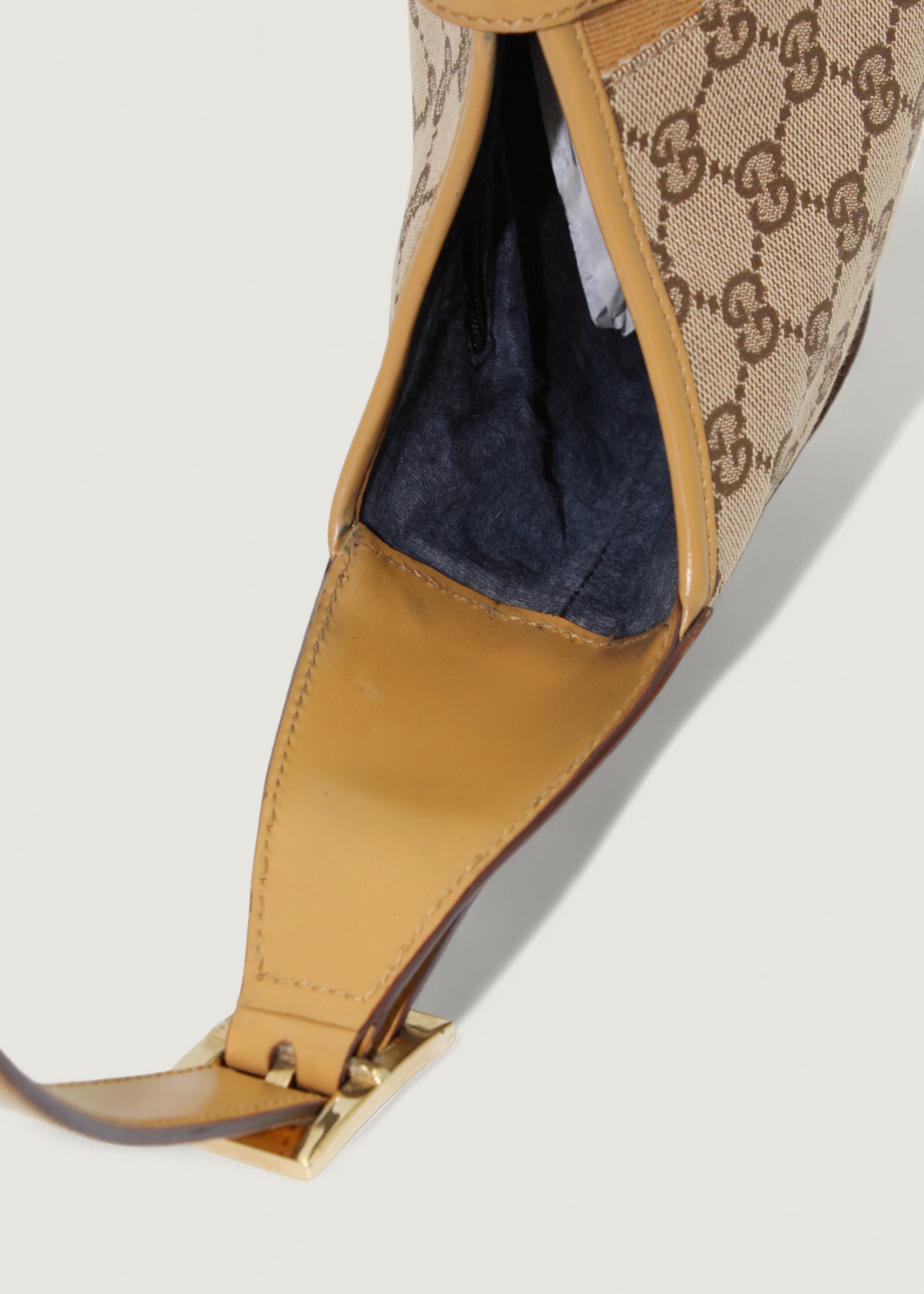 Preloved | Gucci Monogram Jackie Skuldertaske i GG Canvas med Gul Læder