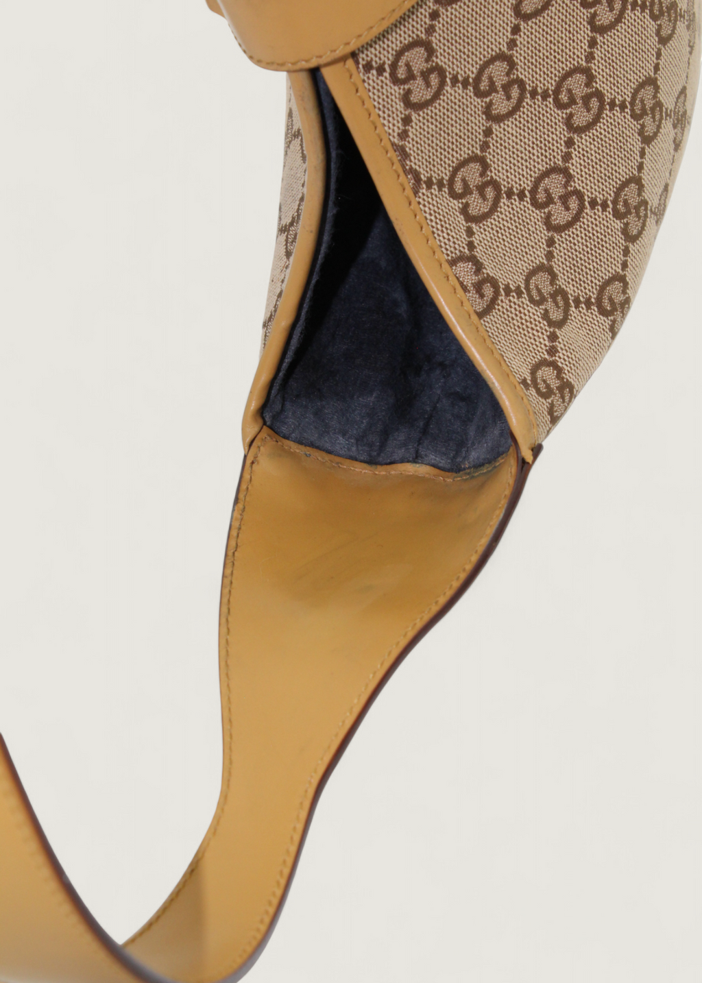 Preloved | Gucci Monogram Jackie Skuldertaske i GG Canvas med Gul Læder