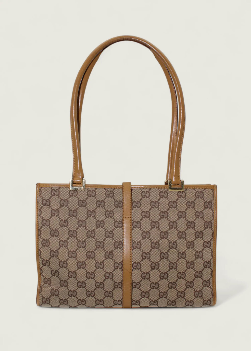 Preloved | Gucci Monogram Jackie Skuldertaske i GG Canvas med Gul Læder Gucci