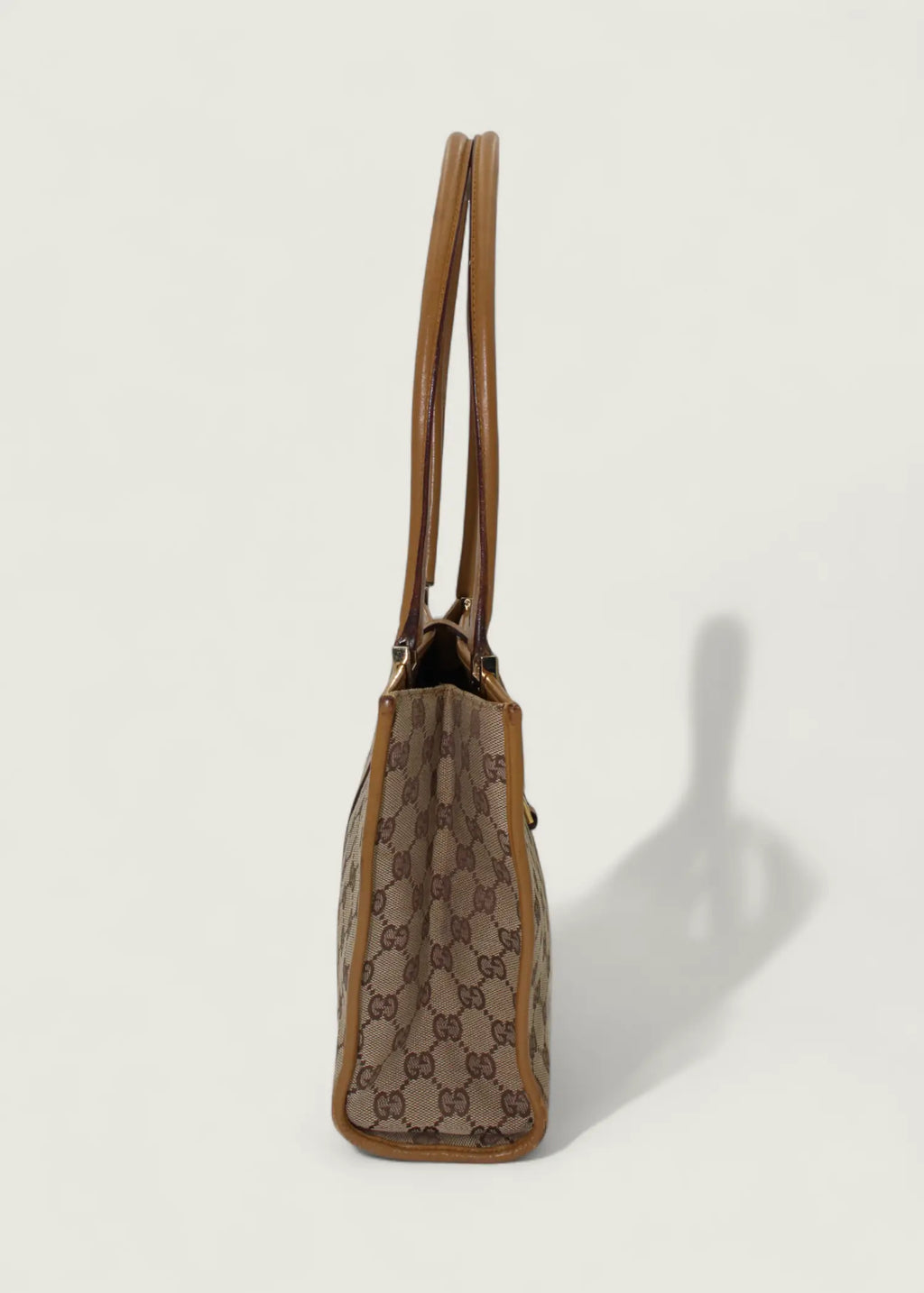 Preloved | Gucci Monogram Jackie Skuldertaske i GG Canvas med Gul Læder Gucci