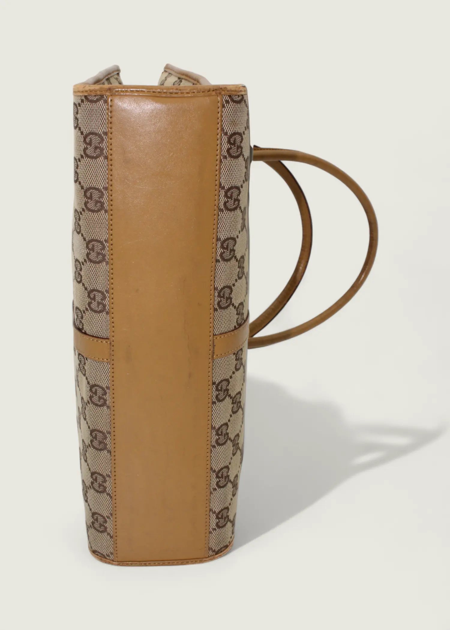Preloved | Gucci Monogram Jackie Skuldertaske i GG Canvas med Gul Læder Gucci