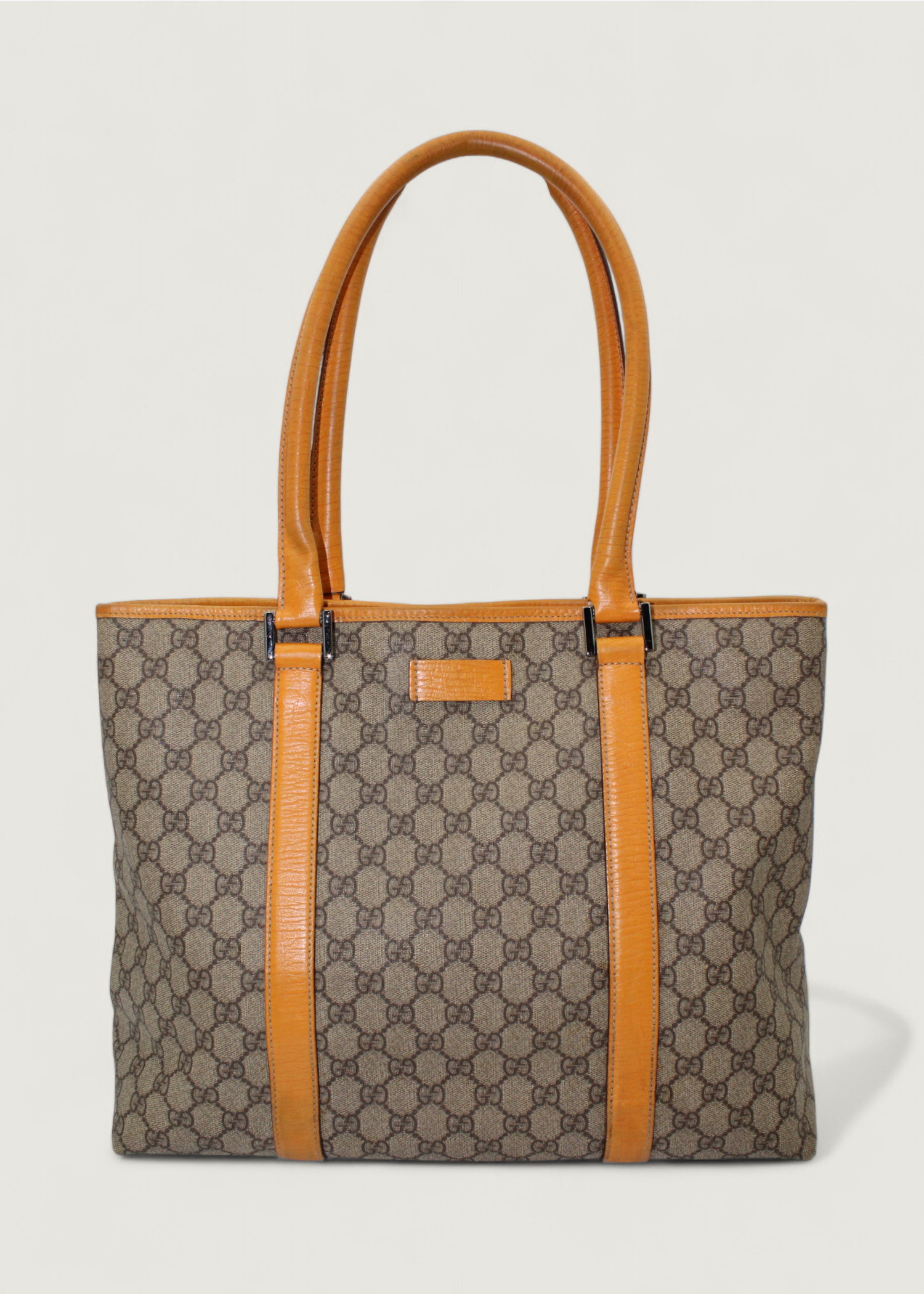 Preloved | Gucci Monogram Joy Totebag i GG Supreme i Orange Læder