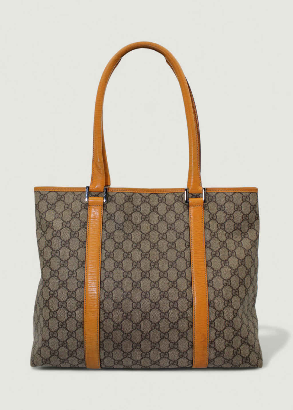 Preloved | Gucci Monogram Joy Totebag i GG Supreme i Orange Læder