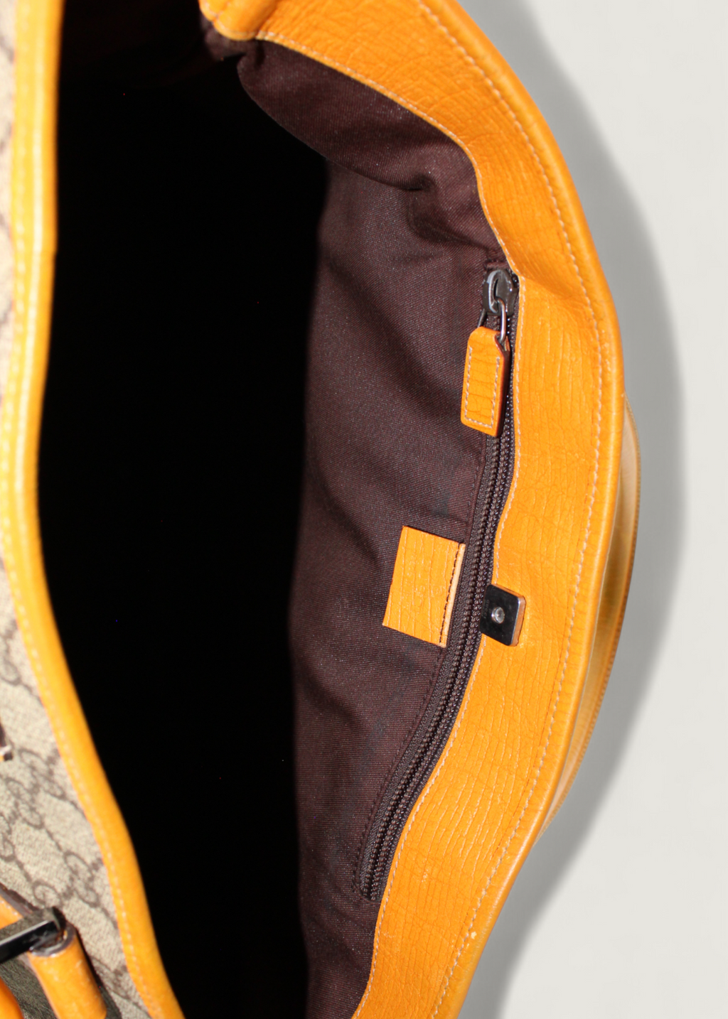 Preloved | Gucci Monogram Joy Totebag i GG Supreme i Orange Læder