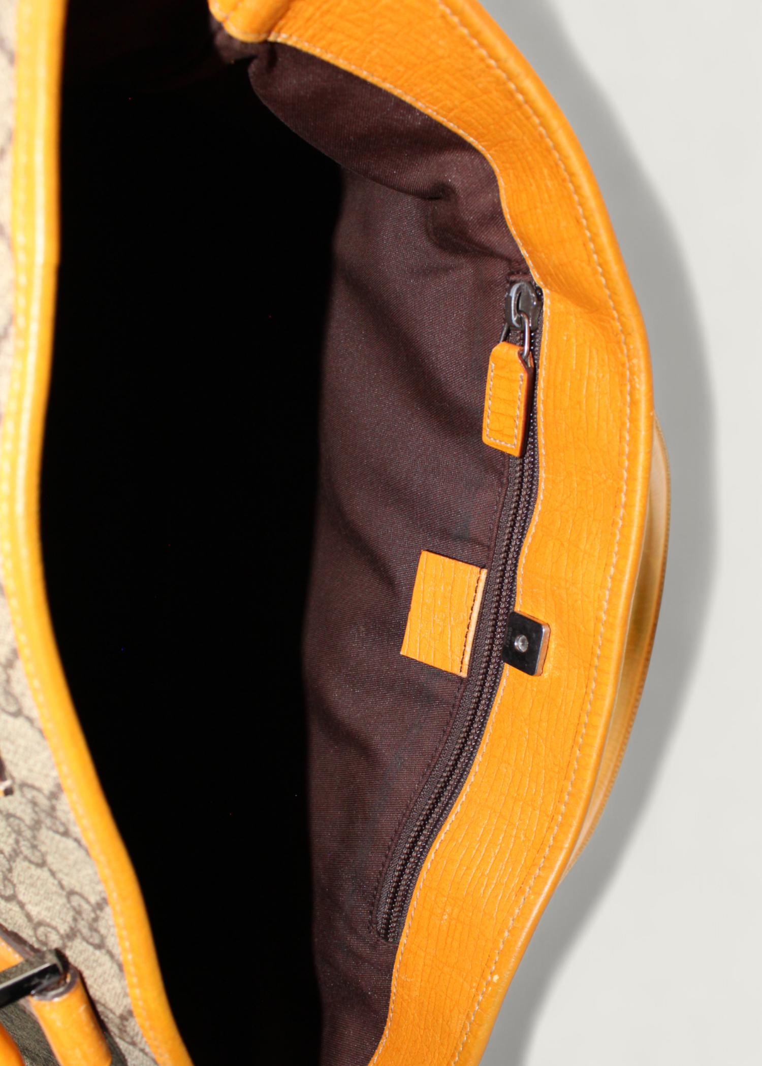 Preloved | Gucci Monogram Joy Totebag i GG Supreme i Orange Læder