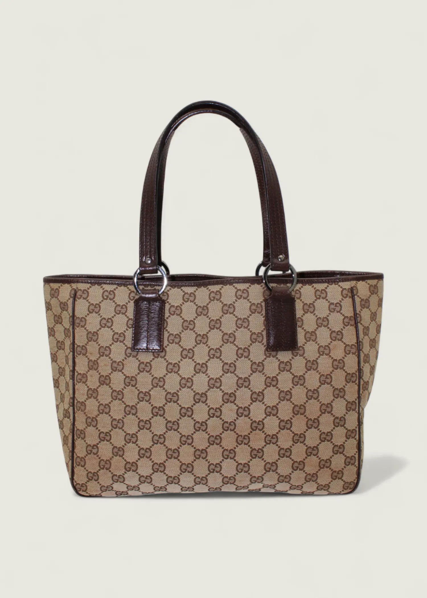 Preloved | Gucci Monogram Totebag i GG Canvas med Brun Læder Gucci