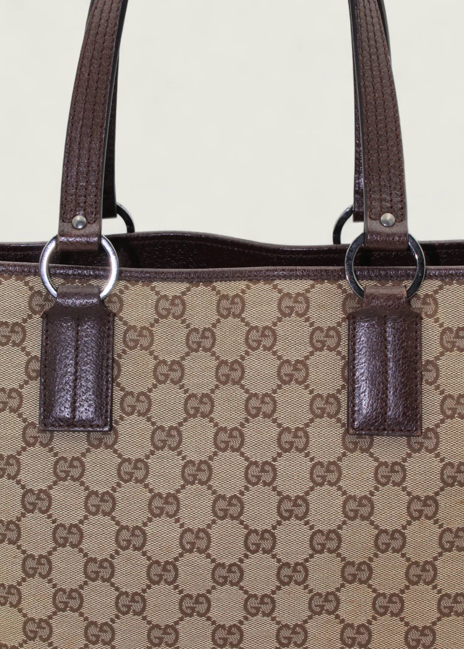Preloved | Gucci Monogram Totebag i GG Canvas med Brun Læder Gucci