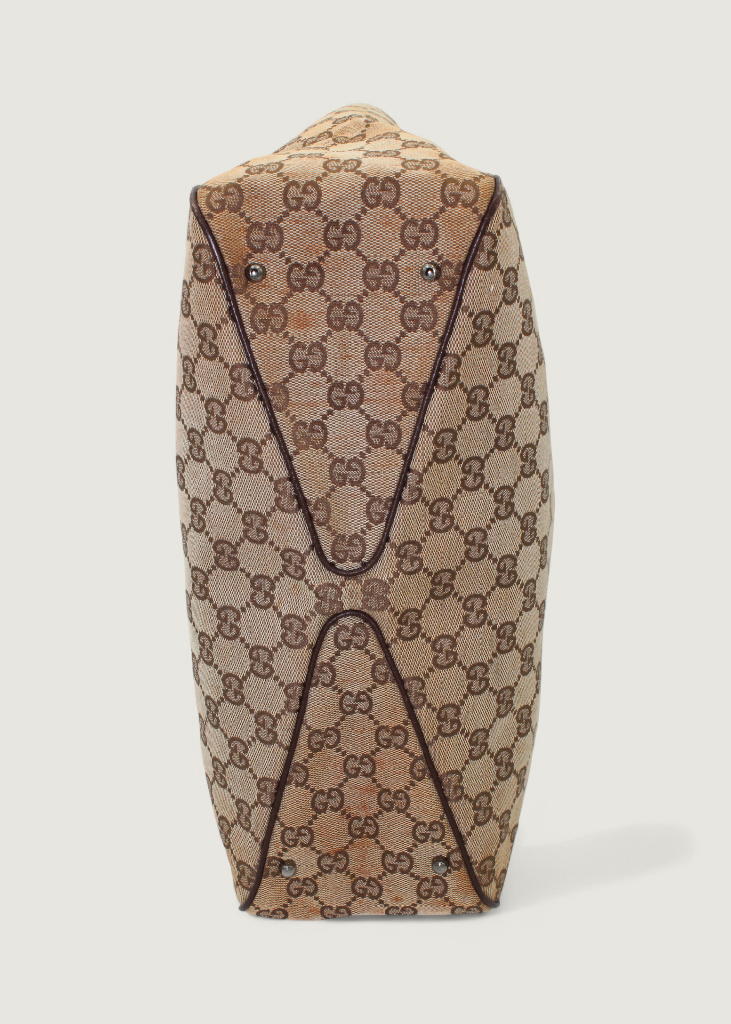 Preloved | Gucci Monogram Totebag i GG Canvas med Brun Læder