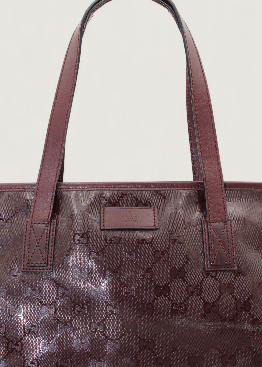 Preloved | Gucci Monogram Totebag i GG Imprime Canvas i Bordeaux Rød