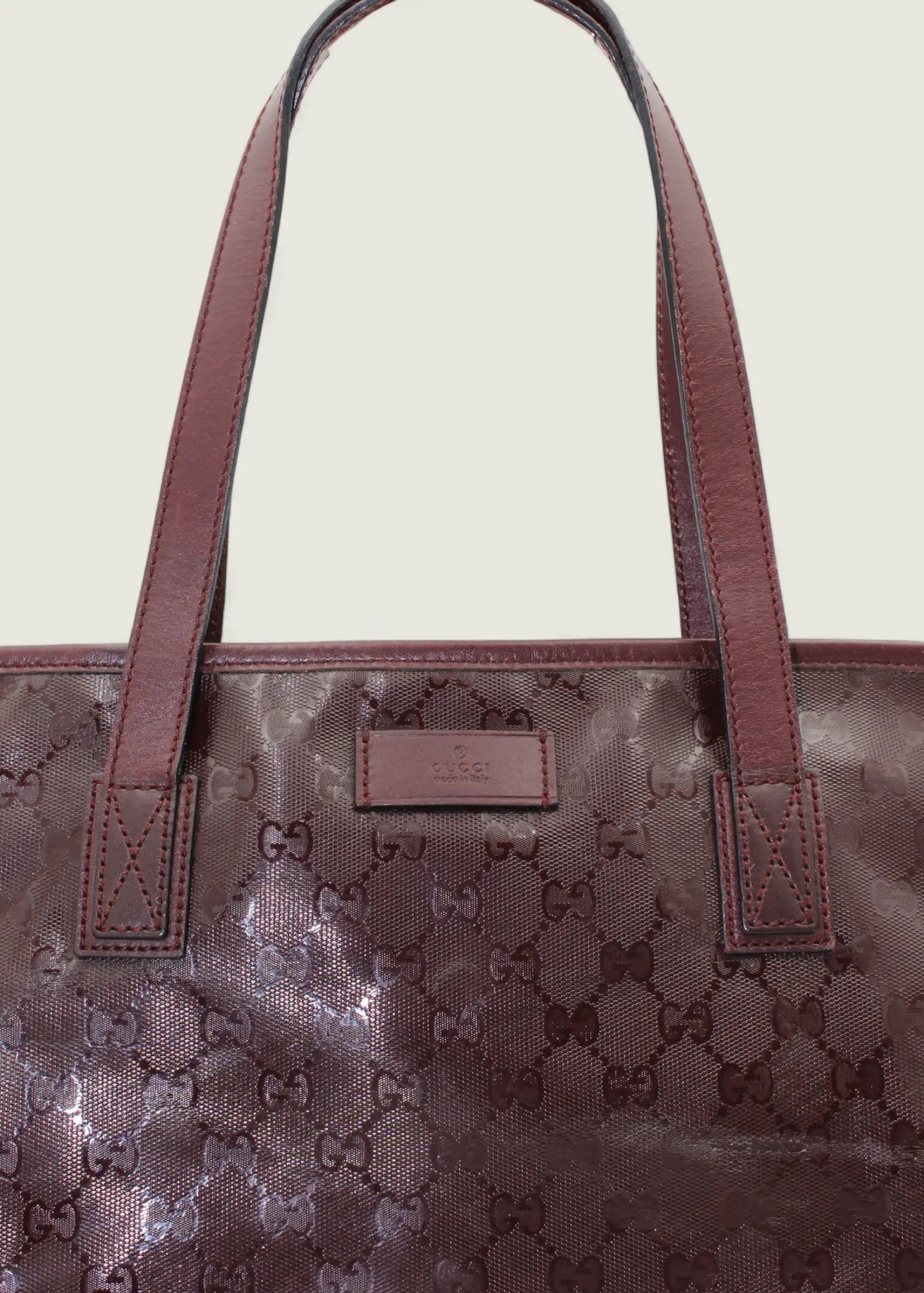 Preloved | Gucci Monogram Totebag i GG Imprime Canvas i Bordeaux Rød Gucci
