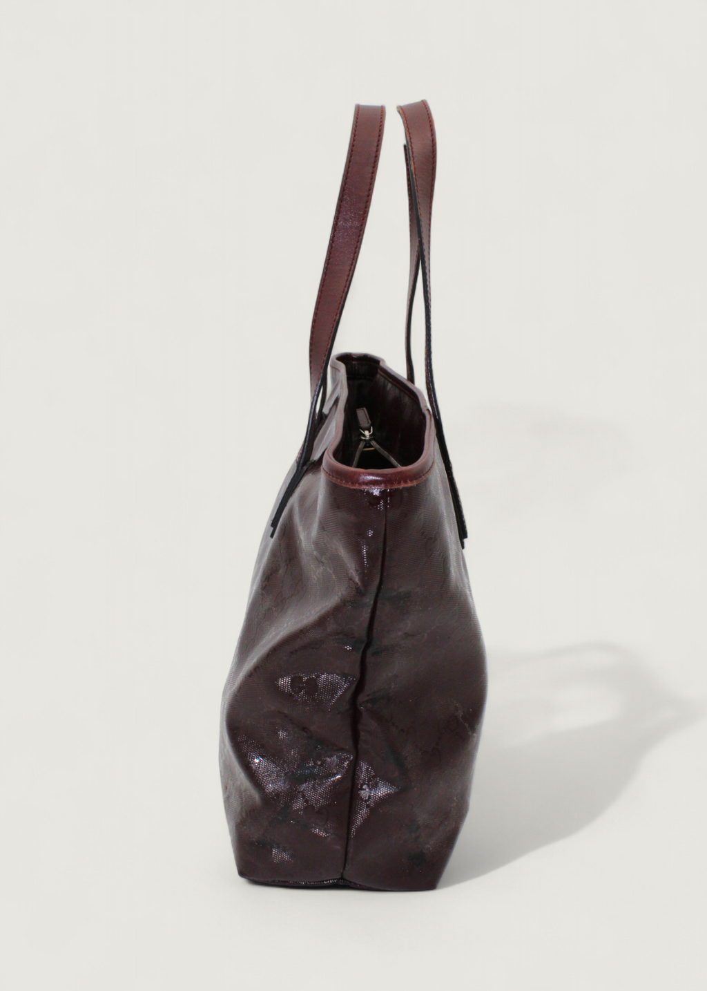 Preloved | Gucci Monogram Totebag i GG Imprime Canvas i Bordeaux Rød