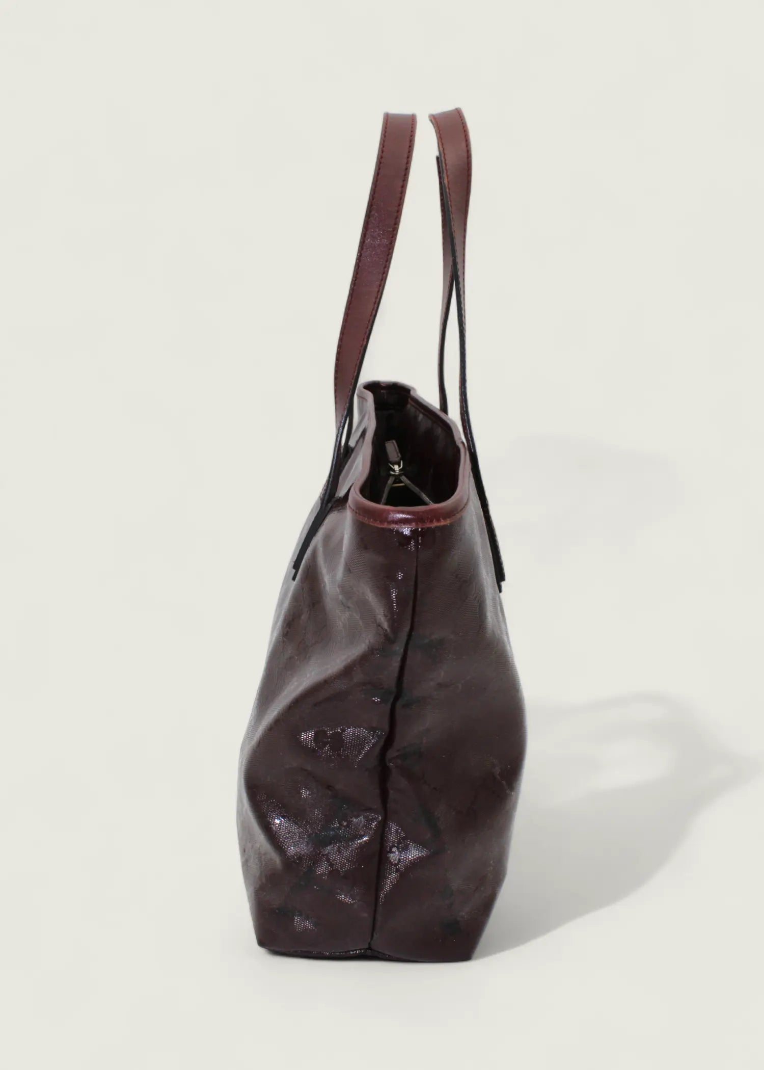 Preloved | Gucci Monogram Totebag i GG Imprime Canvas i Bordeaux Rød Gucci