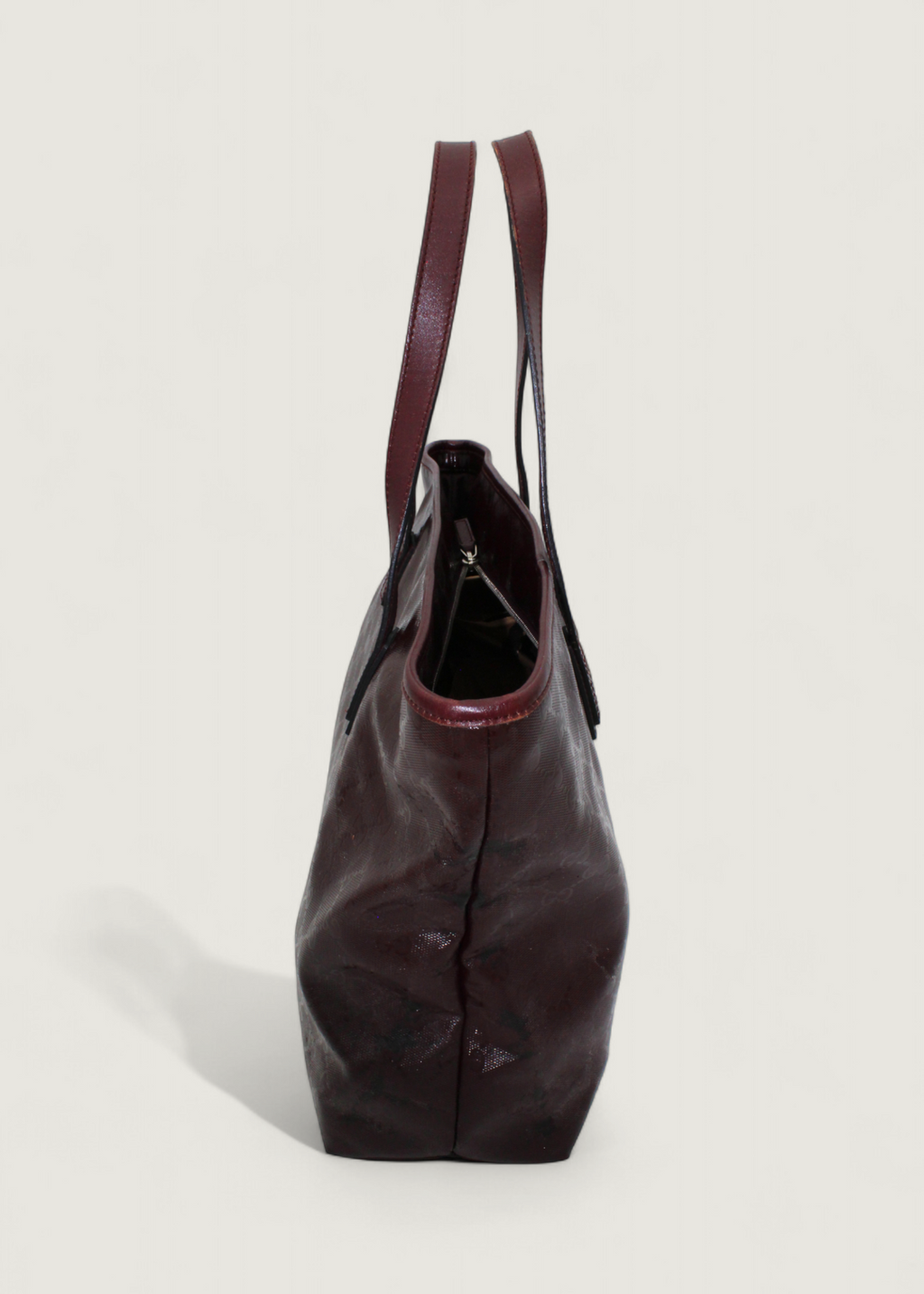 Preloved | Gucci Monogram Totebag i GG Imprime Canvas i Bordeaux Rød