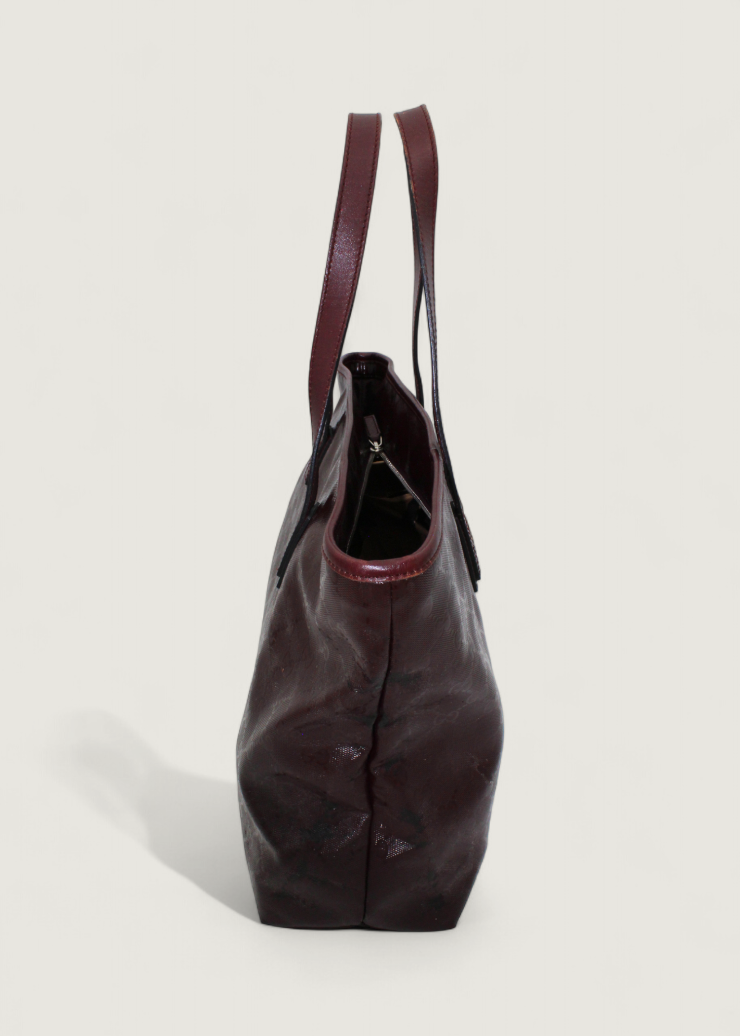 Preloved | Gucci Monogram Totebag i GG Imprime Canvas i Bordeaux Rød