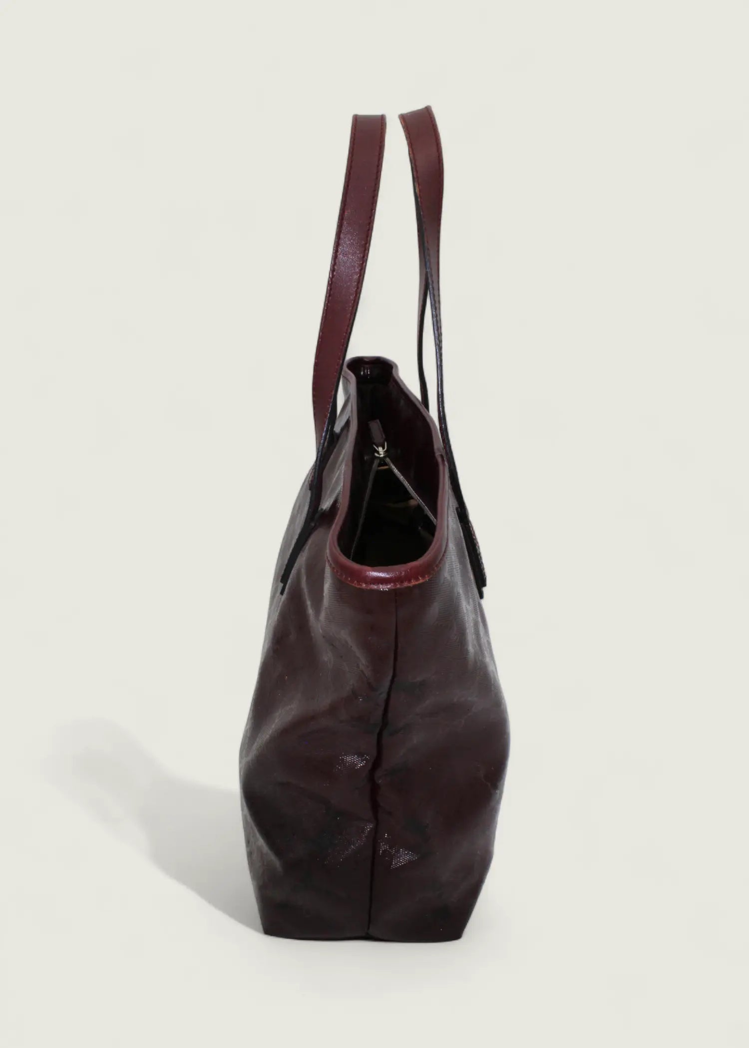 Preloved | Gucci Monogram Totebag i GG Imprime Canvas i Bordeaux Rød Gucci