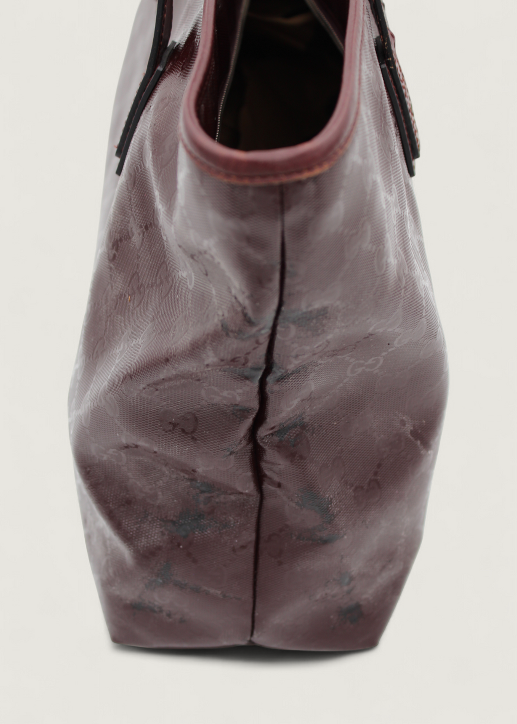 Preloved | Gucci Monogram Totebag i GG Imprime Canvas i Bordeaux Rød