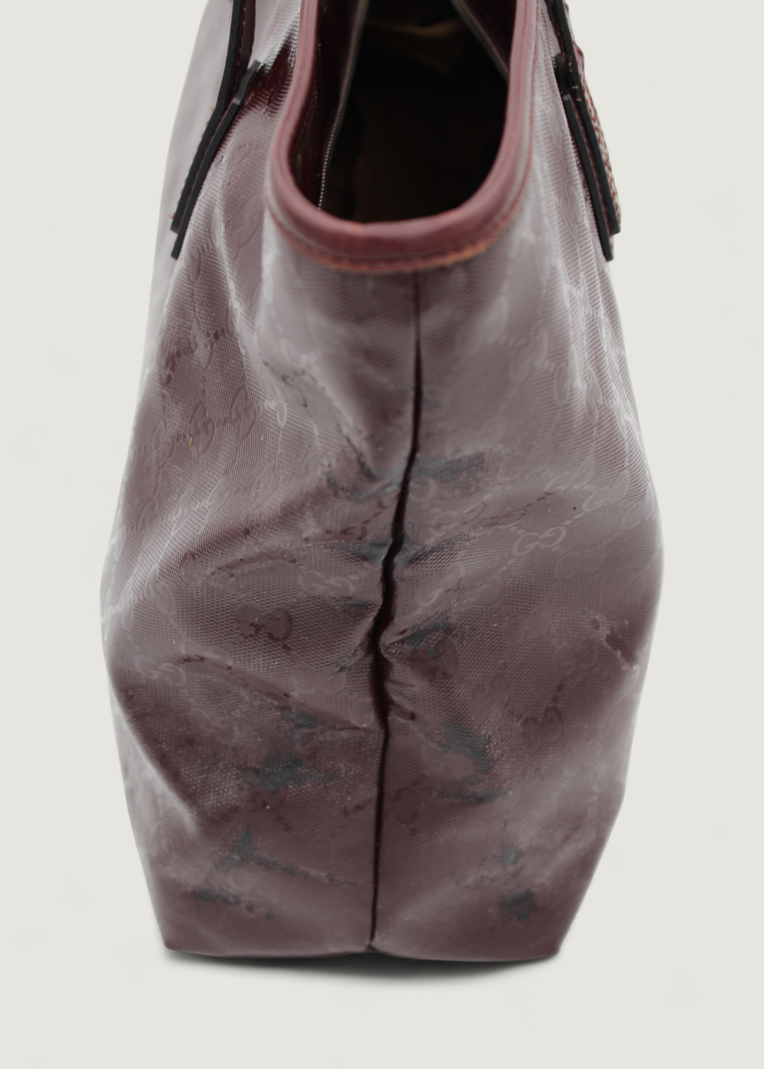 Preloved | Gucci Monogram Totebag i GG Imprime Canvas i Bordeaux Rød