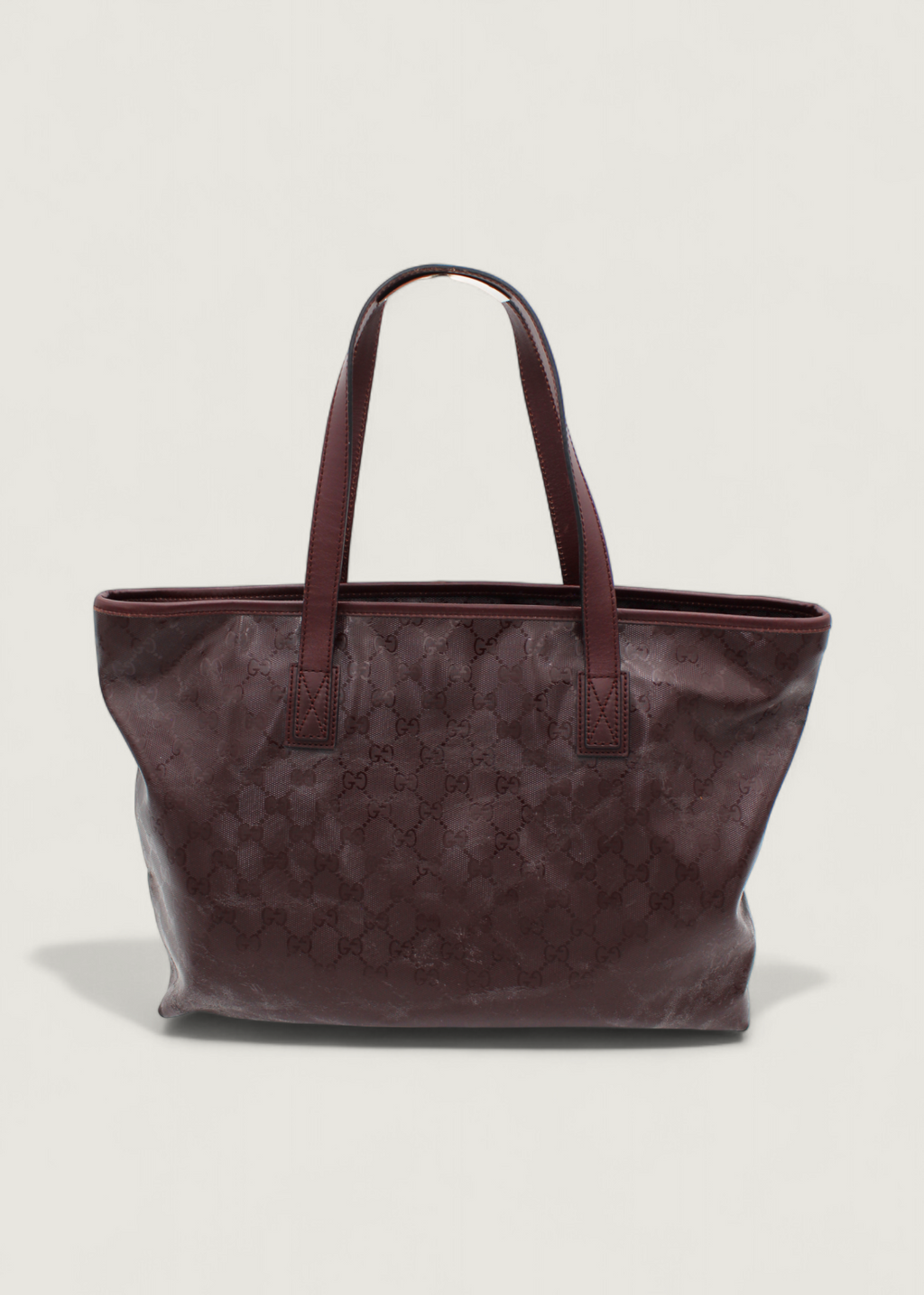 Preloved | Gucci Monogram Totebag i GG Imprime Canvas i Bordeaux Rød