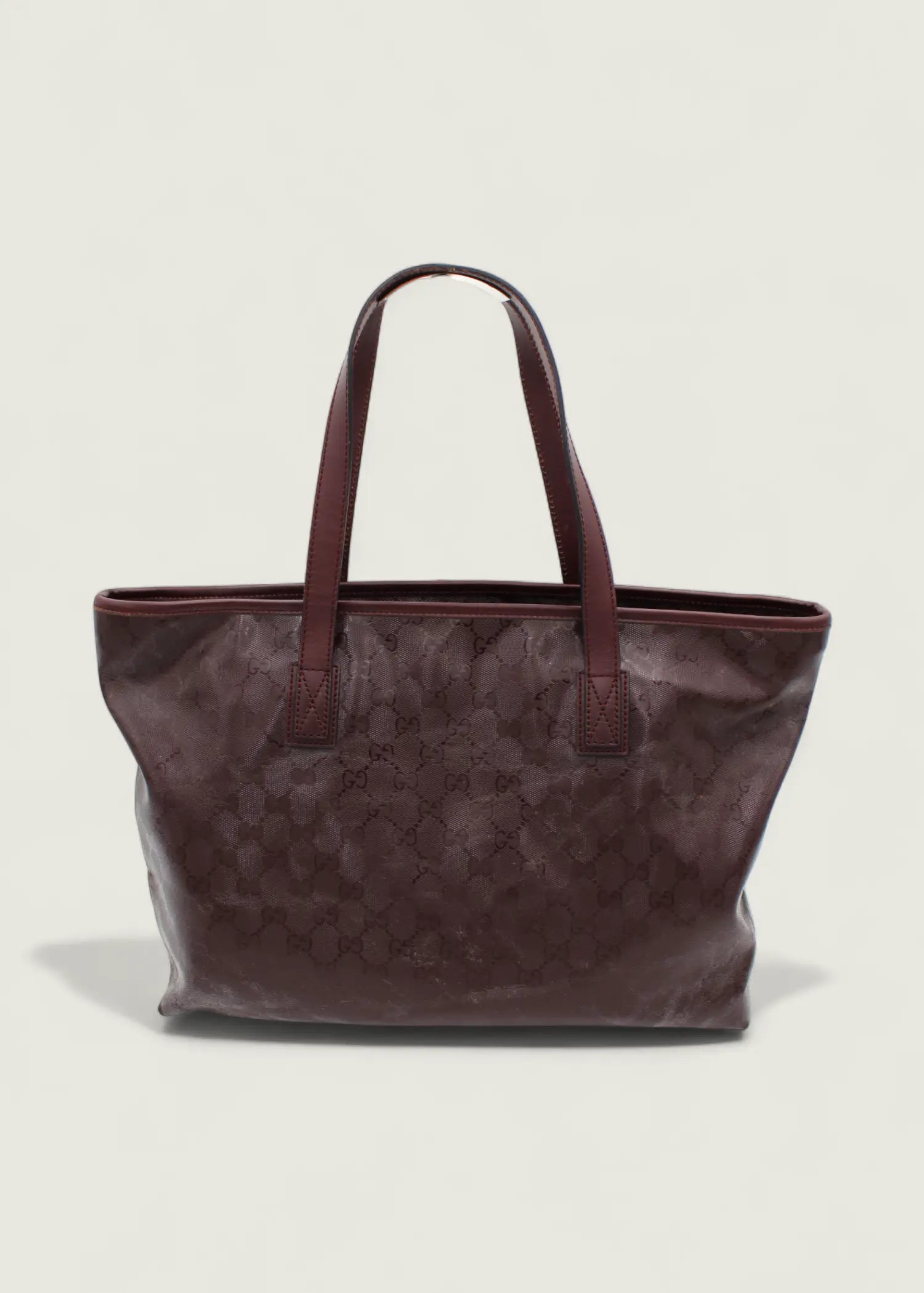 Preloved | Gucci Monogram Totebag i GG Imprime Canvas i Bordeaux Rød Gucci