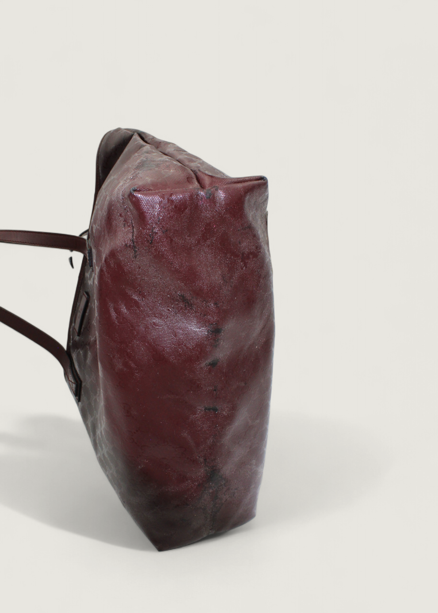 Preloved | Gucci Monogram Totebag i GG Imprime Canvas i Bordeaux Rød